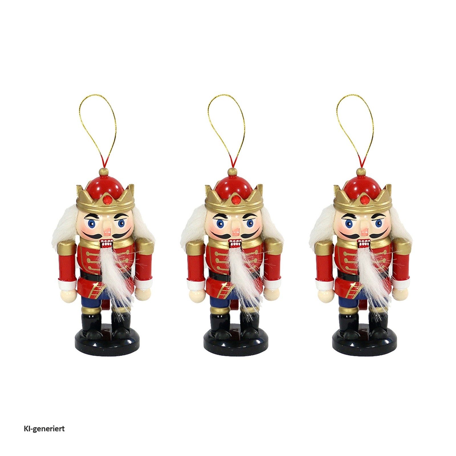 SIGRO Baumbehang Holz Nussknacker 3er Set zum Anhängen (Set, 3 St., 3 Nussknacker), Baumbehang