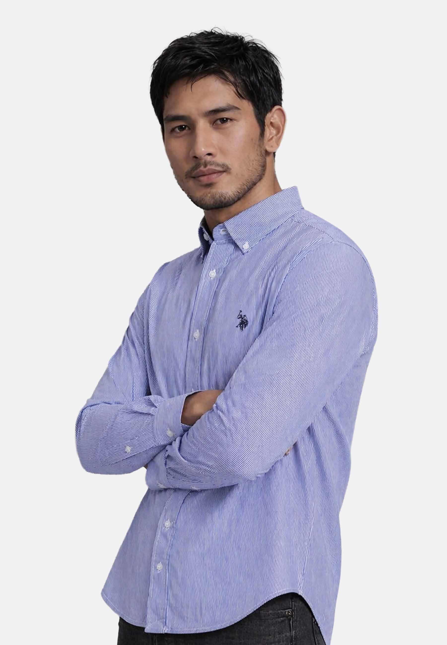 U.S. Polo Assn. Langarmhemd USDeclaan Herren Baumwolle – Langarmhemd mit Button-Down-Kragen Klassisches Baumwollhemd mit Knopfleiste und Logostickerei