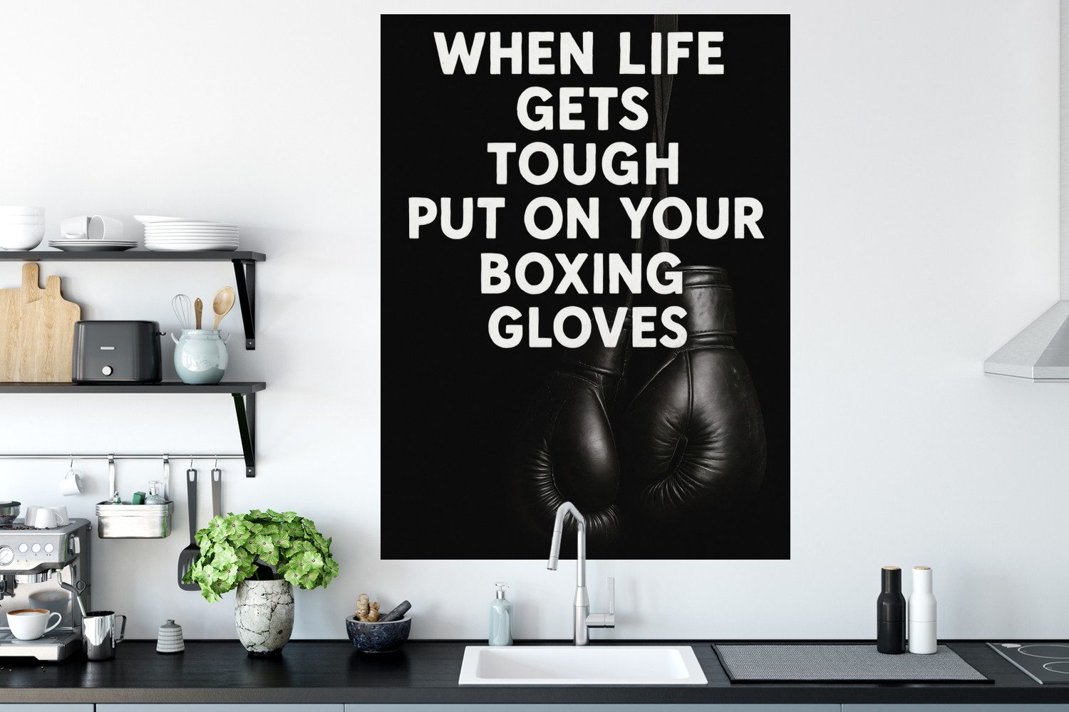 MuchoWow Wandsticker Text - Boxhandschuhe - Weiß (1 St), Wanddeko, Aufkleber, Wandtattoo, 90x120 cm
