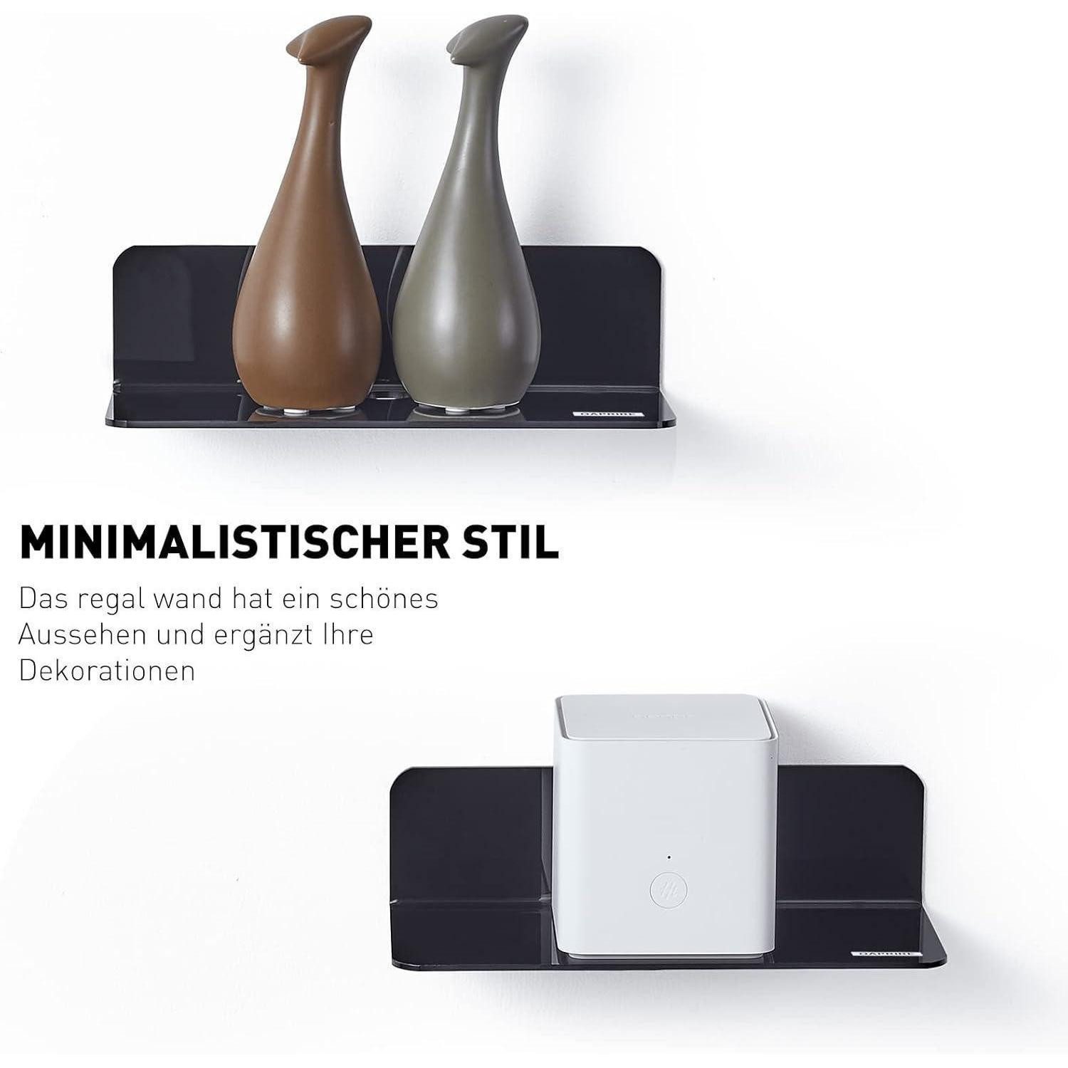 LuxusKollektion Wandregal Wandregal Acryl 2er Set SmartLautsprecher Kabelclips Schwarz