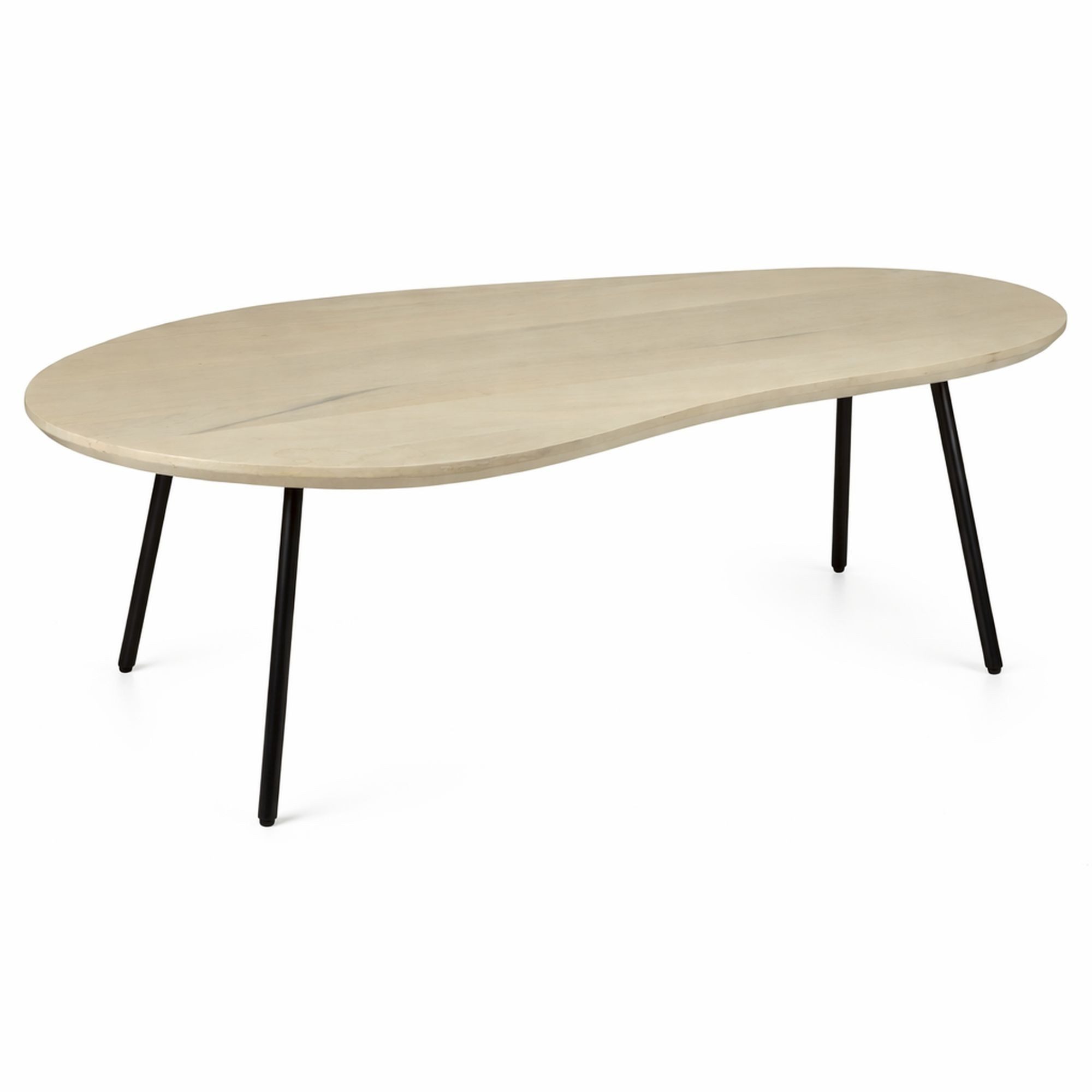 Wohnling Couchtisch WL7.450 Wohnzimmertisch Nierenform 122cm Beistelltisch White Wash (Organische Form für ein harmonisches Wohngefühl), Stilvoller Tisch mit natürlicher Ausstrahlung