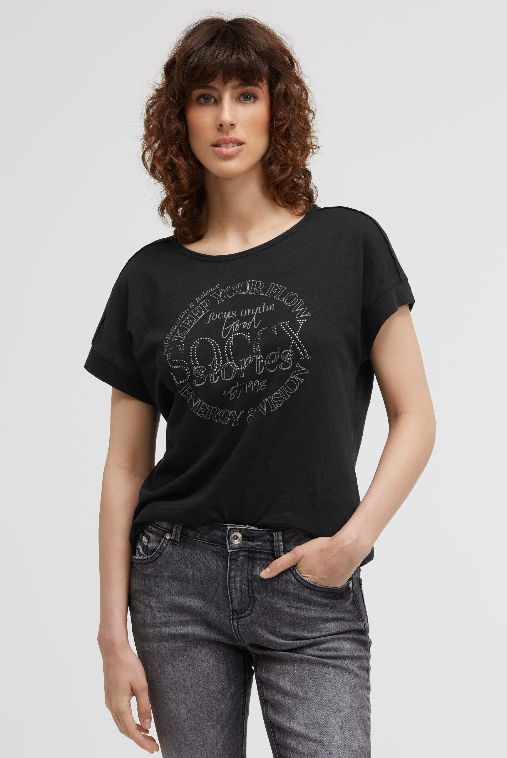 SOCCX Rundhalsshirt mit überschnittenen Schultern günstig online kaufen