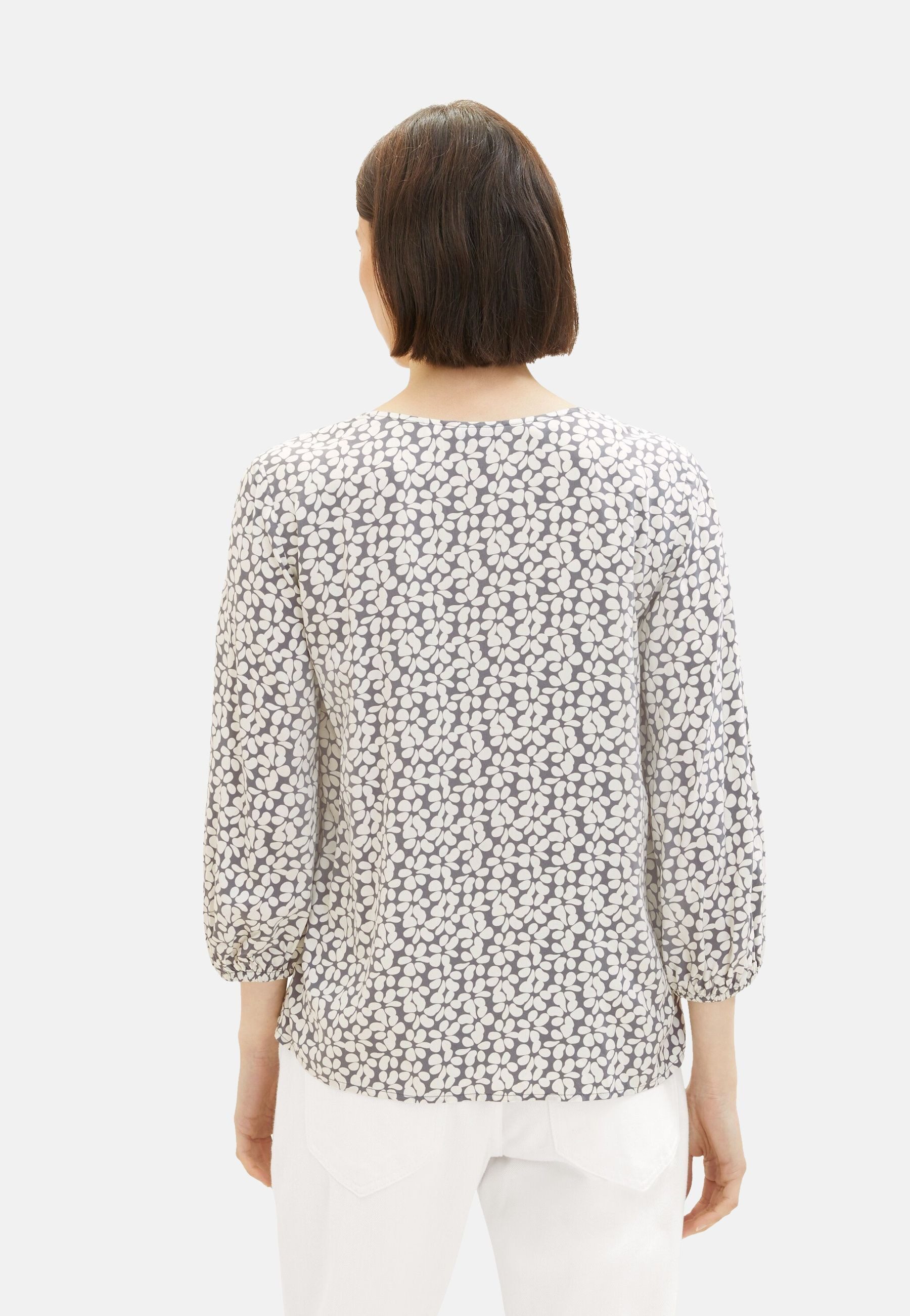 TOM TAILOR Langarmbluse Bluse Langarmhemd mit 3/4 Ärmeln und Loose Fit (1-tlg)