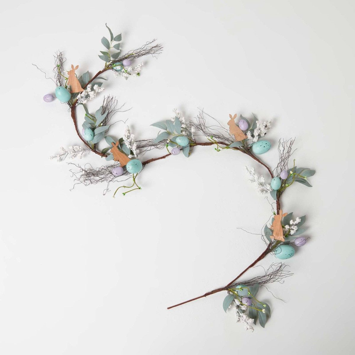 Kunstpflanze Ostergirlande blau-flieder – Deko-Girlande mit Ostereiern & Deko-Hasen, Homescapes, Höhe 140 cm