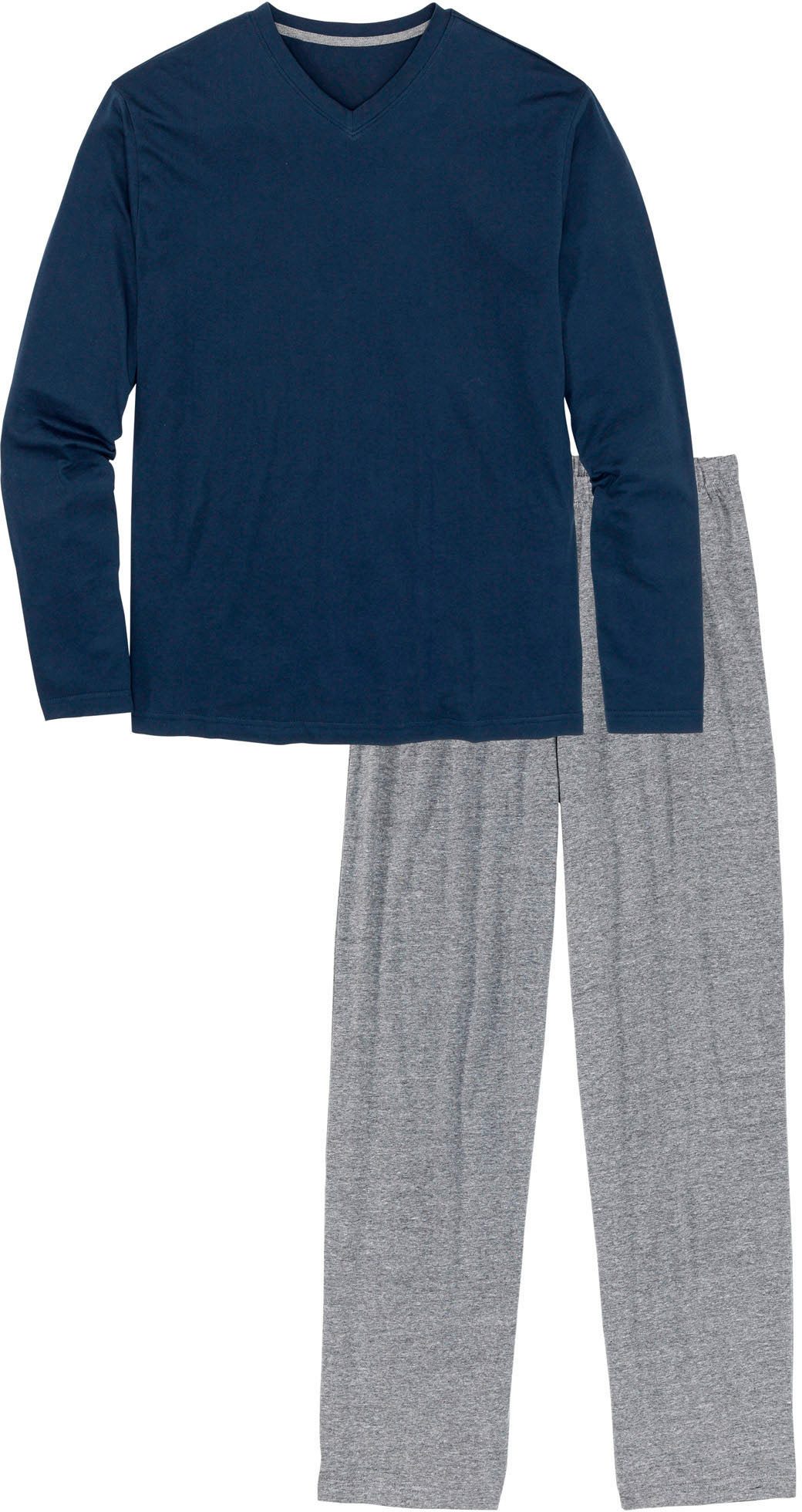 bonprix Pyjama (Set, 2 tlg) lockere Passform, aus Baumwolle, mit sanfter Melierung