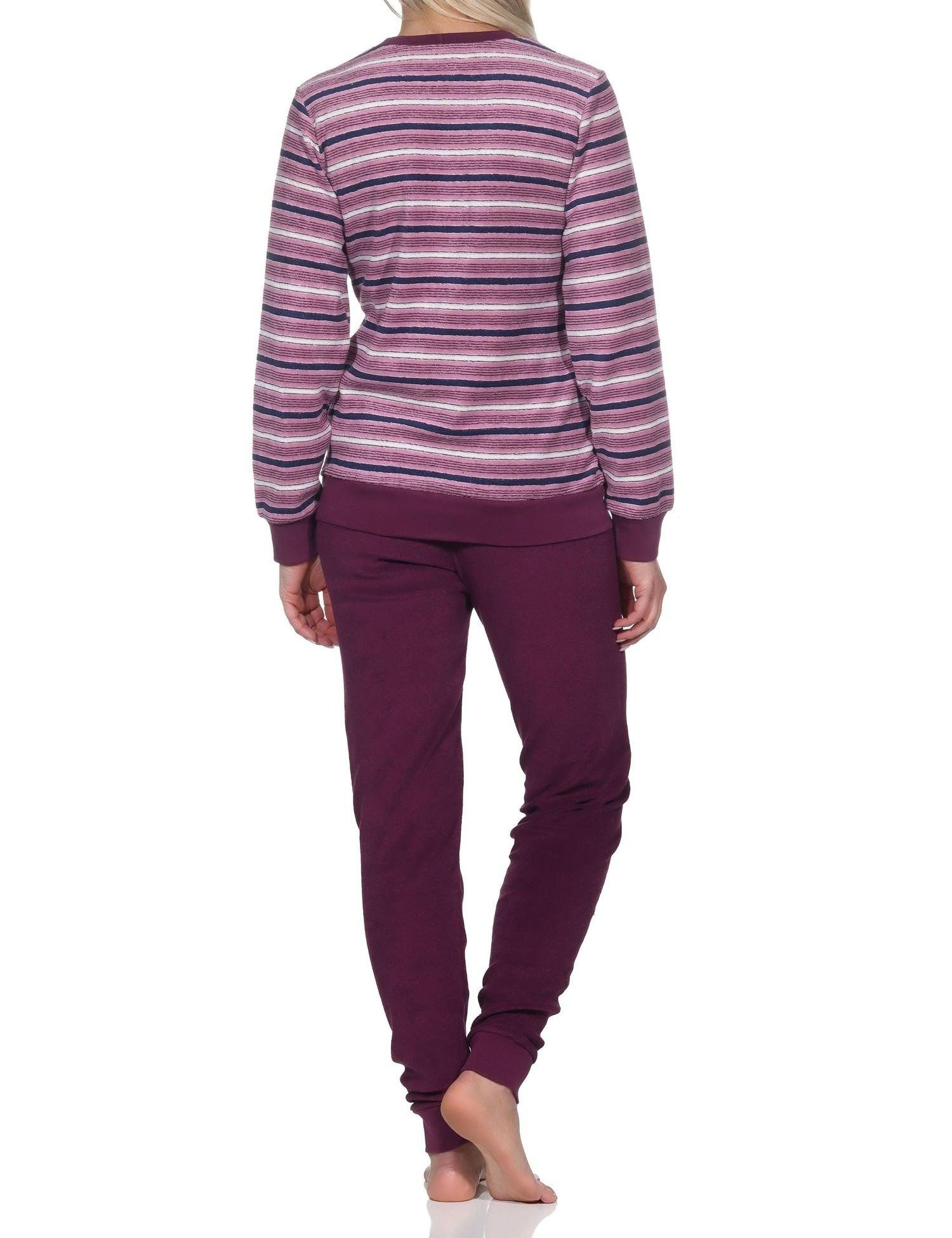 Normann Pyjama Wunderschöner Damen Frottee Schlafanzug langarm Pyjama mit Bündchen – Bild 3 von 5