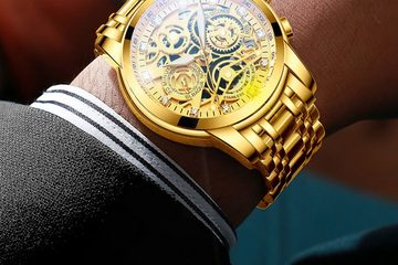 Housruse Mechanische Uhr »Mechanische Business-Uhr, reife Herrenuhr, Automatikuhr, goldenes Stahlband, geeignet für Geschäft/Geschenke«