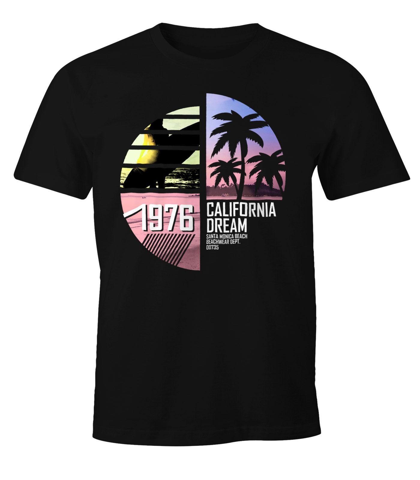 Print-Shirt T-Shirt California Print MoonWorks Surfing mit Herren schwarz Moonworks®