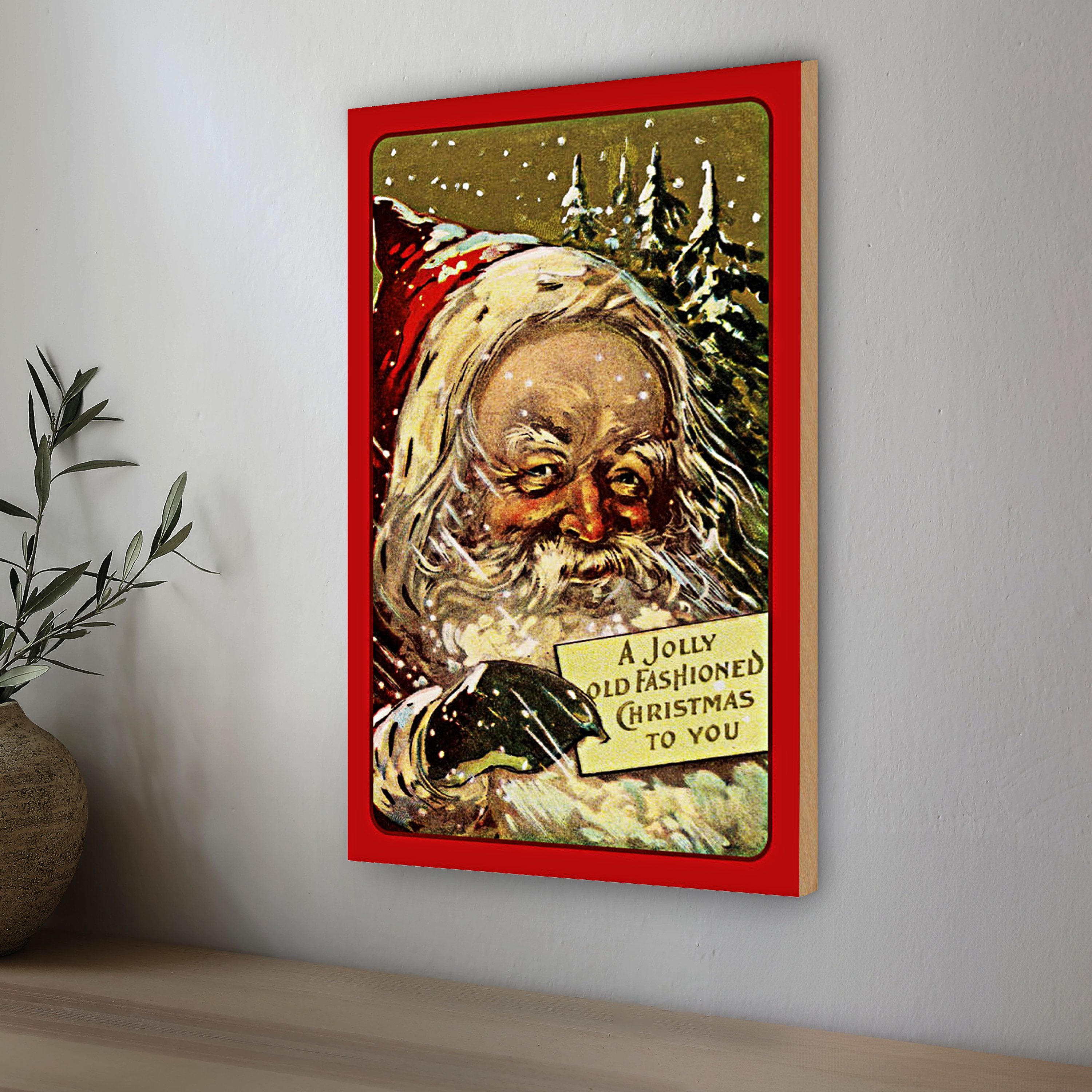 Roomando Holzbild Weihnachtsmann Winter Schnee Christmas 12x18cm