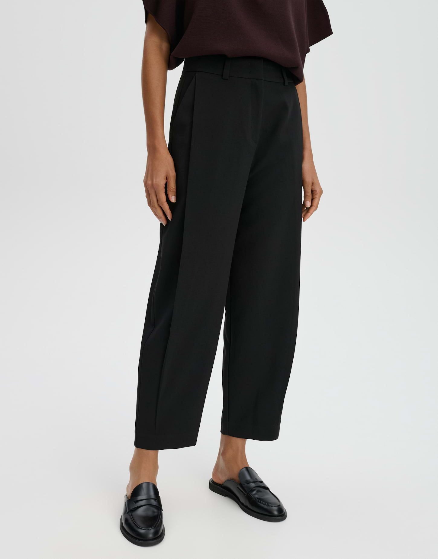 someday Bundfaltenhose CATSBY BARREL verkürzte City Pants mit Komfortbund Elastische High Rise Hose mit ovalem Beinverlauf