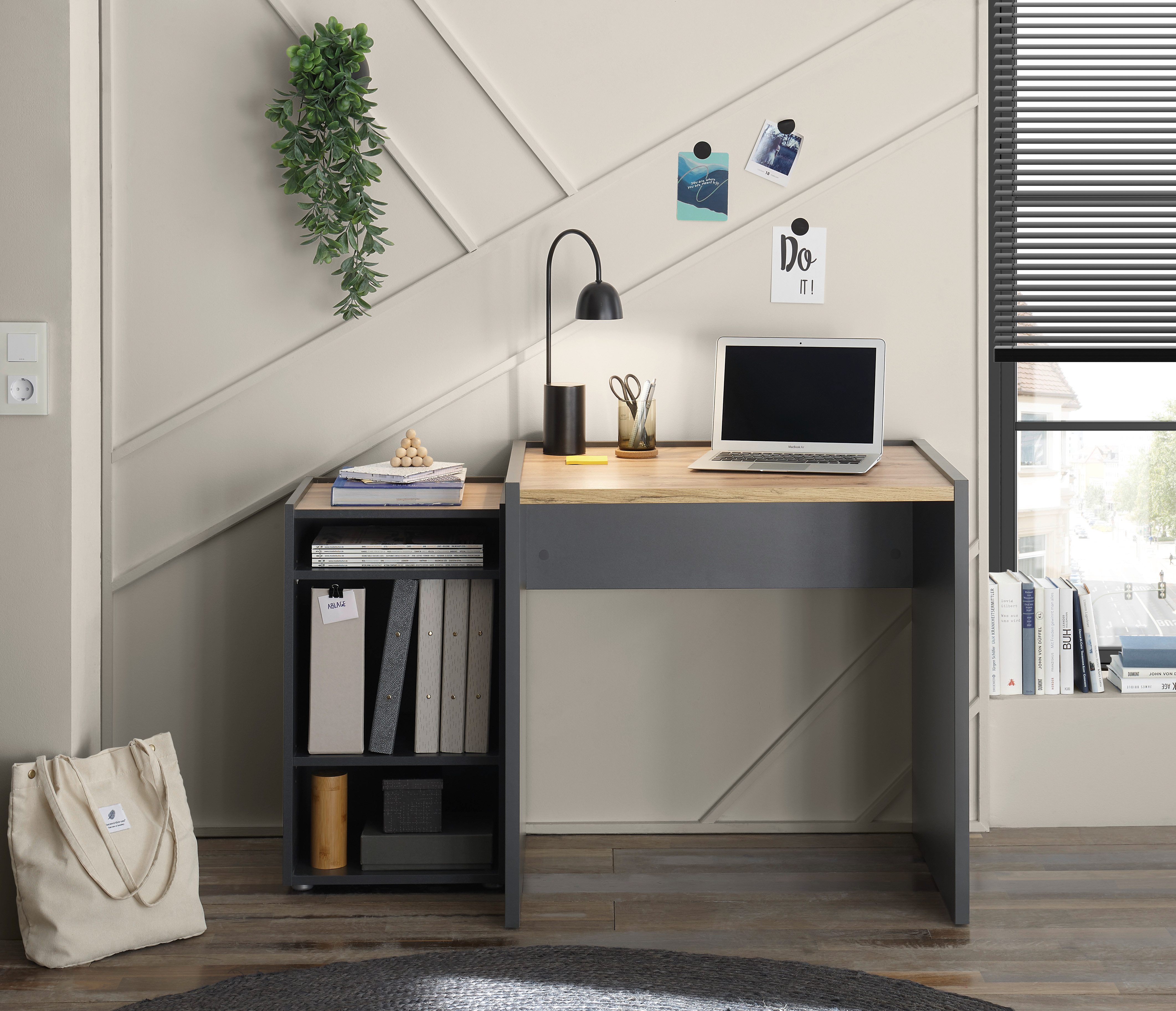 INOSIGN Büromöbel-Set CITY/GiRON, modernes Design, Homeoff., Büro in zwei Farben/Wotan Eiche, (Set, 2-tlg), enthält Schreibtischunterschrank, Schreibtisch, wohnliches Home Office