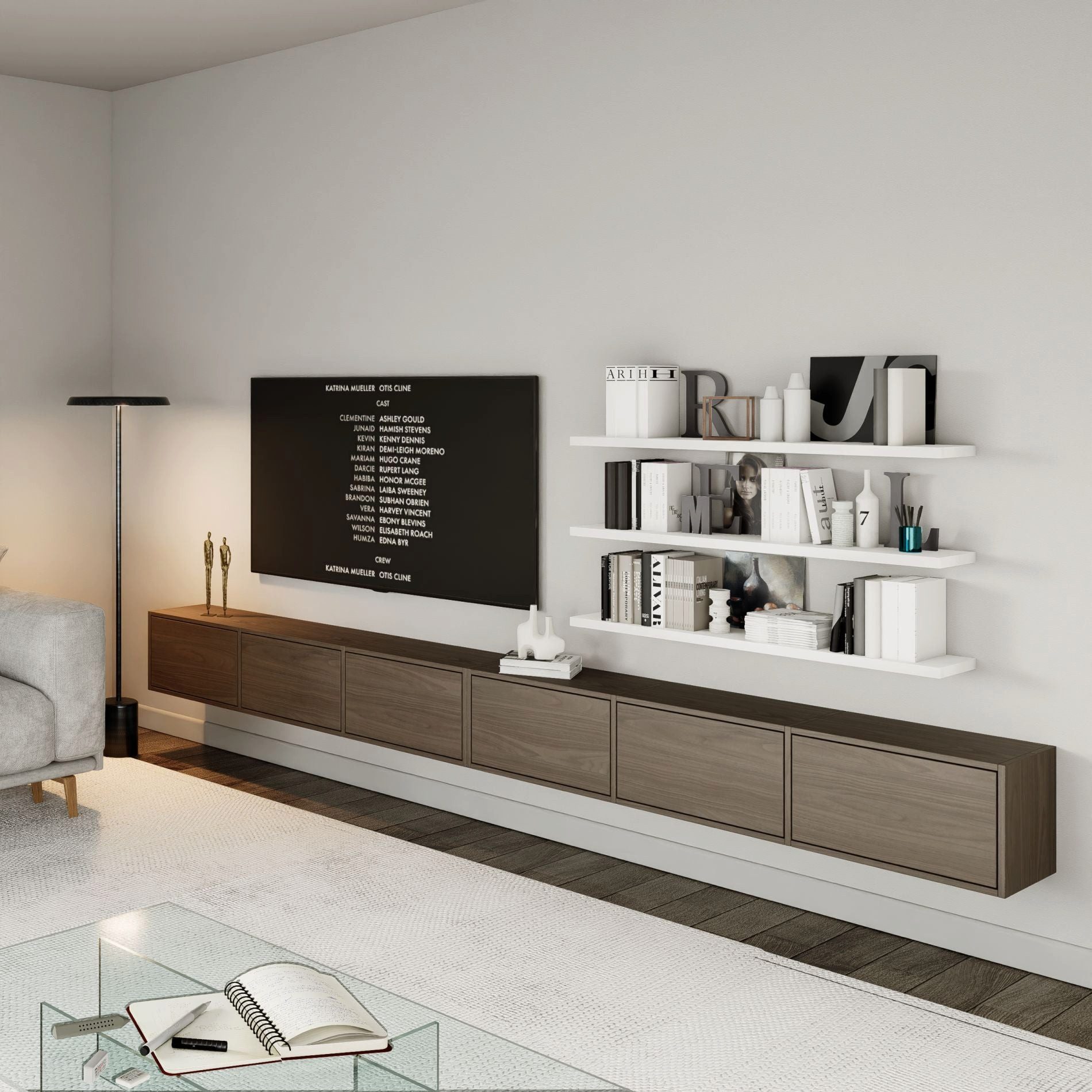 Selsey TV-Schrank FRAMME Hängendes TV-Board mit Klappen, 200 / 300 cm