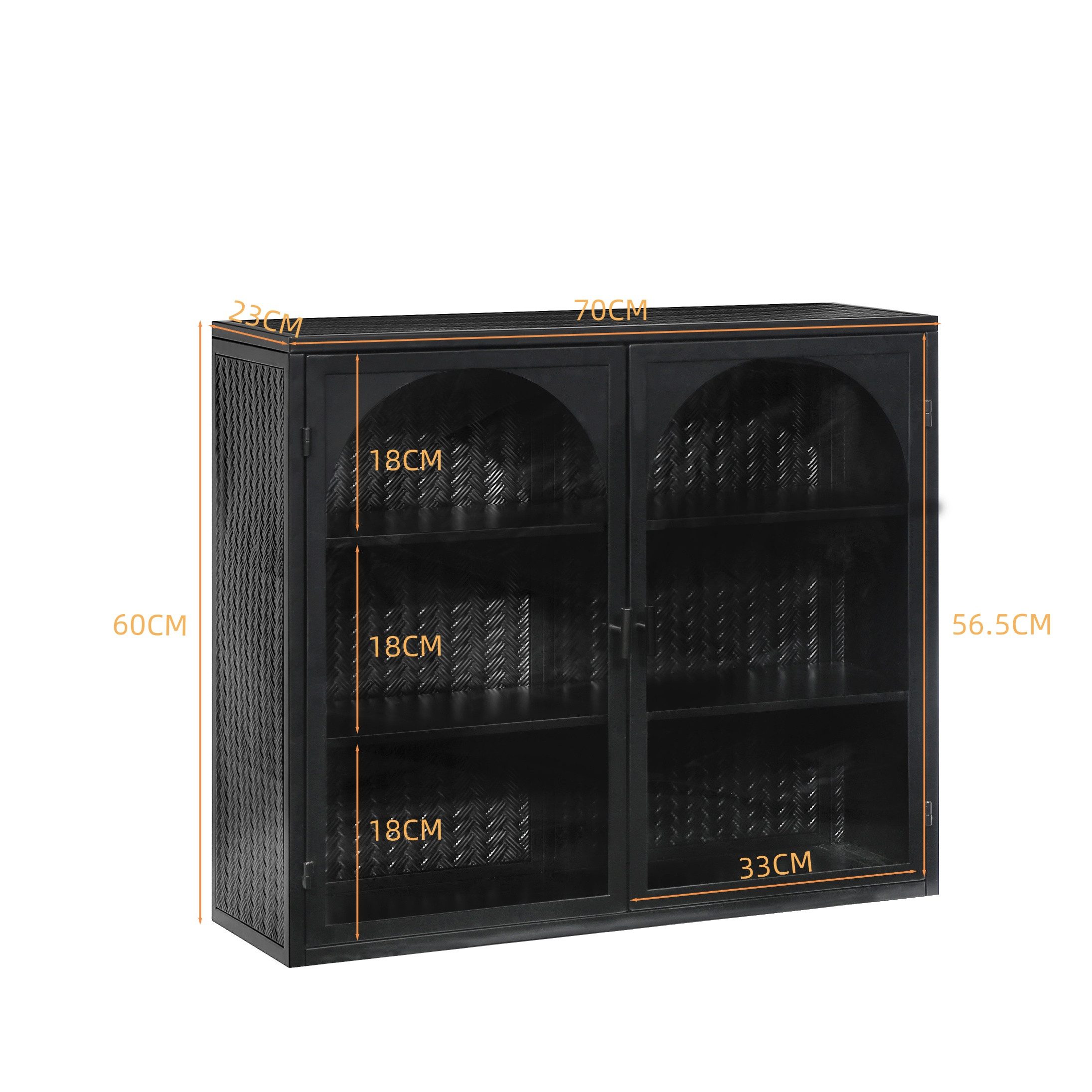 Celya Wandhängeschrank Glas-Wandregal,Hängeschrank küche, Schwarz, Zweitüri günstig online kaufen