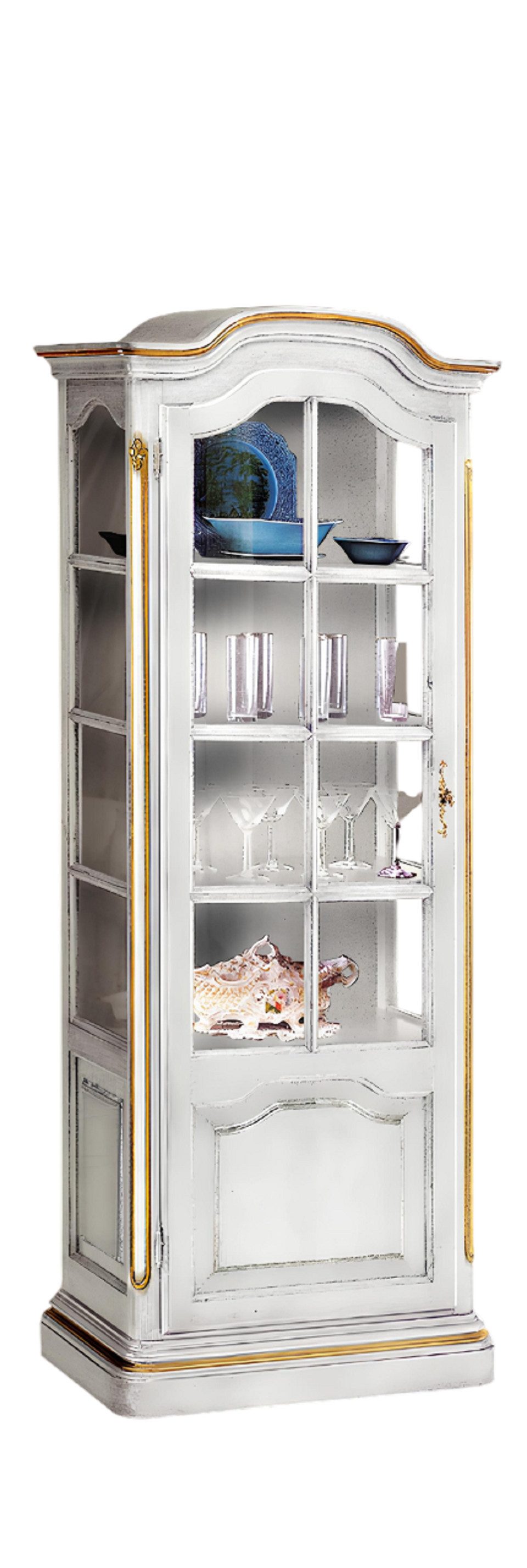 Xlmoebel Vitrine Massivholz Anrichte in Weiß im Landhausstil für Wohn- und Esszimmer (1-St., Anrichte) Hergestellt in Europa
