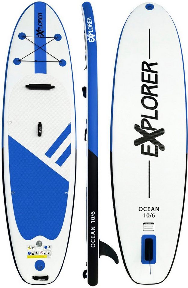 EXPLORER Inflatable SUP-Board Stand-up-Paddleset OCEAN 10.6 mit Kajaksitz  und Fußraste 320 cm, (Set, 8 tlg)