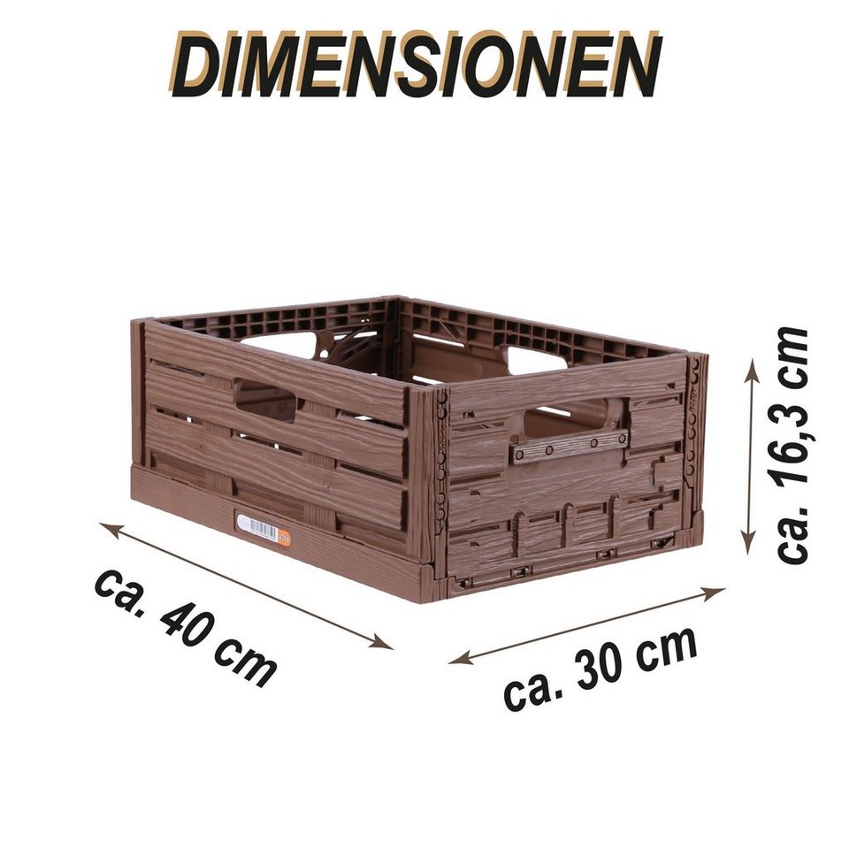 Bestlivings Klappbox Einkaufskorb in Holzoptik, 15 l, Stabile