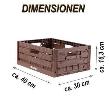 Bestlivings Klappbox Einkaufskorb in Holzoptik, 15 l, Stabile Stapelbare Lagerkiste - Faltbare Einkaufsbox - Klappkiste
