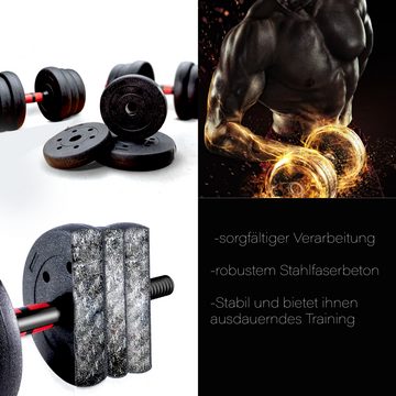 Technofit Hantel-Set Hanteln 2 in 1 Kurzhantel und Langhantel Hantelscheiben verstellbar, Effizienter Muskelaufbau, 2 in 1 perfekt fürs Homegym