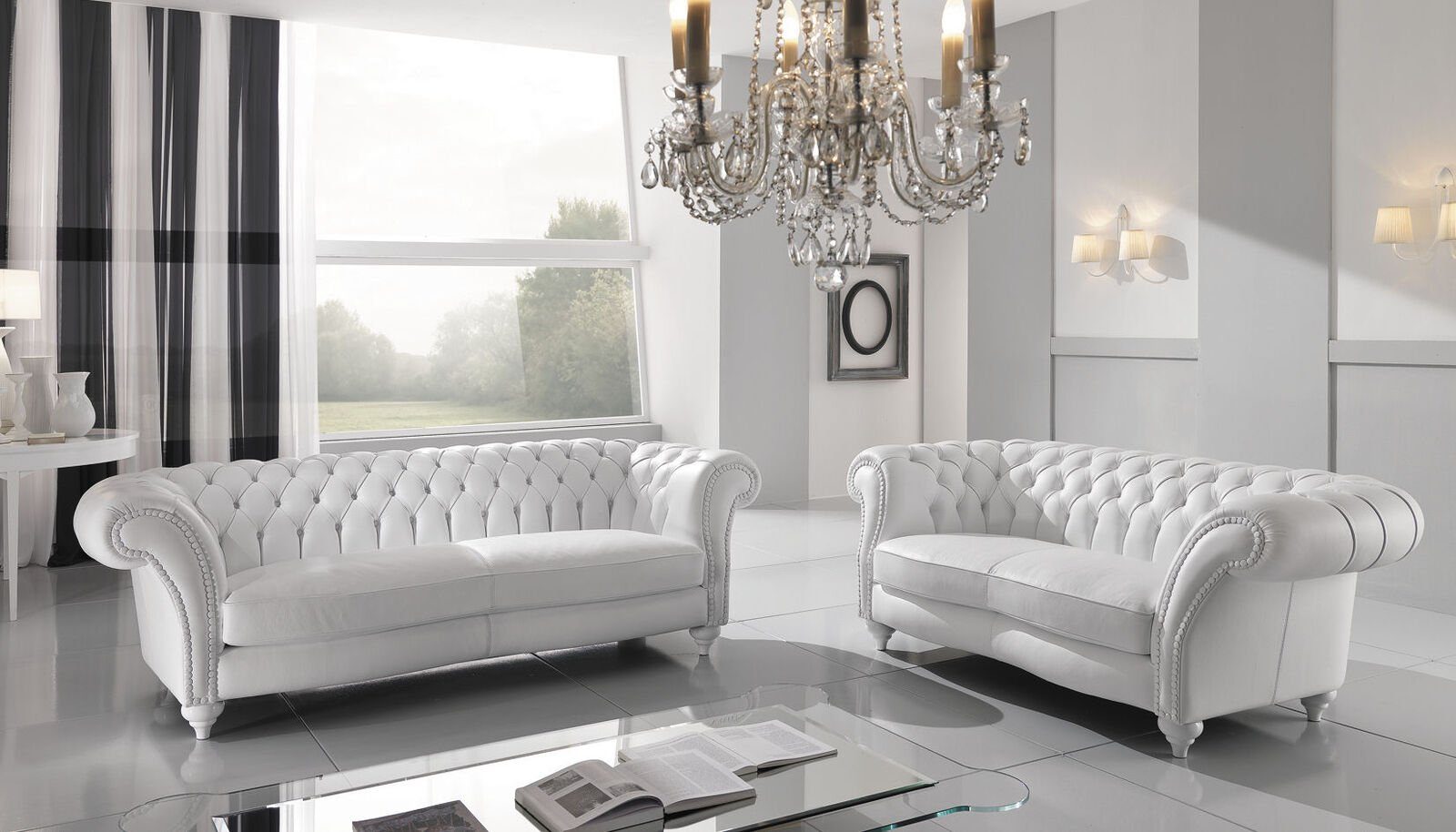 Europe Chesterfield JVmoebel Designer Polster Luxus Sofa in Weiße Made Sofagarnitur, Couch Edle