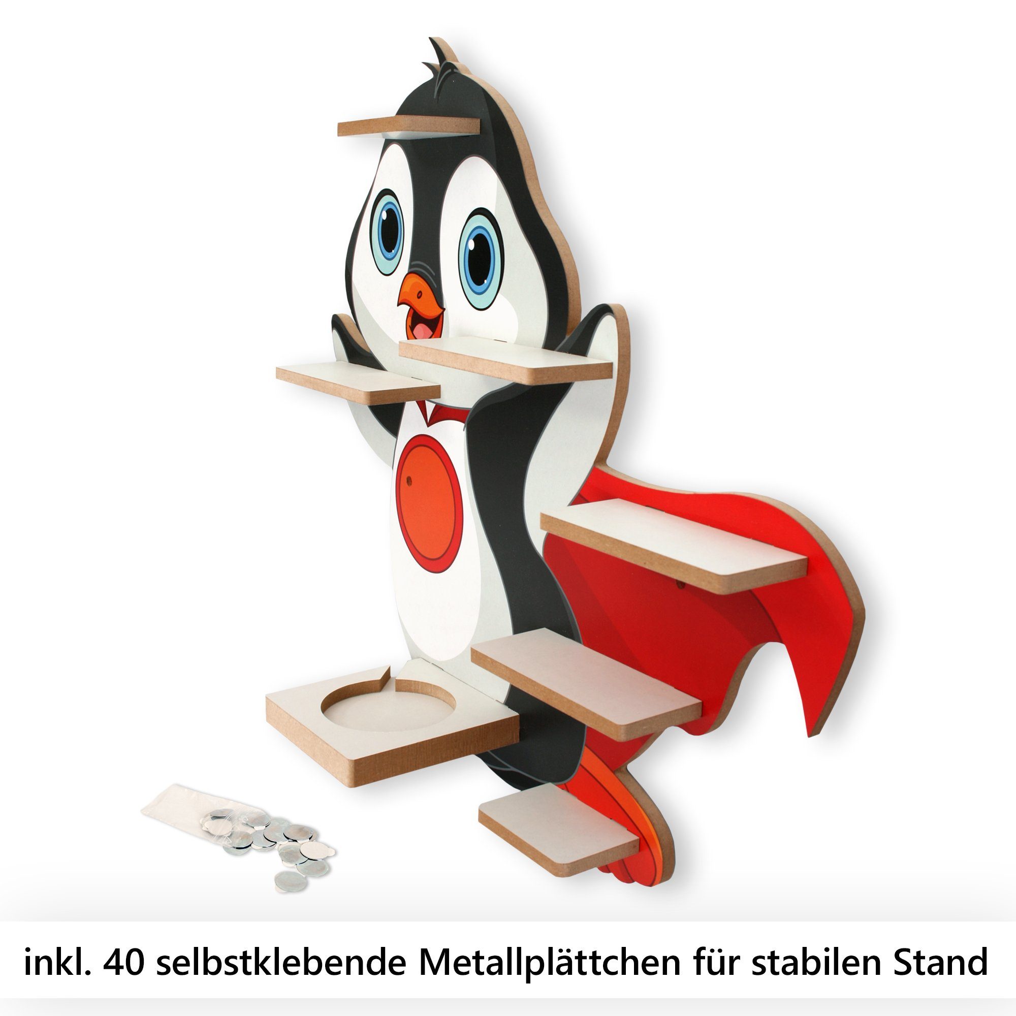 Feder MUSIKBOX-REGAL für inkl. und 40 TONIES TONIE-BOX Pinguin, Kreative Metallplättchen Kinderregal