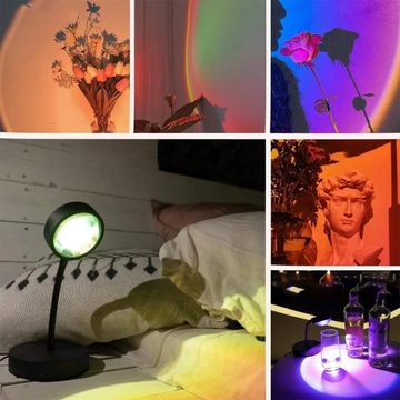 AKKEE Projektionslampe Sunset Lamp Sonnenuntergang Lampe Led Licht Nachtlicht mit App Control, 16 Farben und 4 dynamische Modi, LED fest integriert, Warmweiß, für Selfie Lampe Beleuchtung Wohnzimmer Party Lampe Schlafzimmer