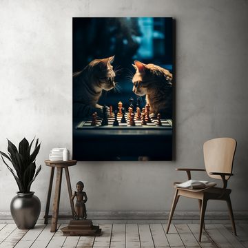 Hustling Sharks Leinwandbild Katze-Bild als XXL Leinwandbild "Final Match II" - exklusives Tierbild, in 7 unterschiedichen Größen verfügbar