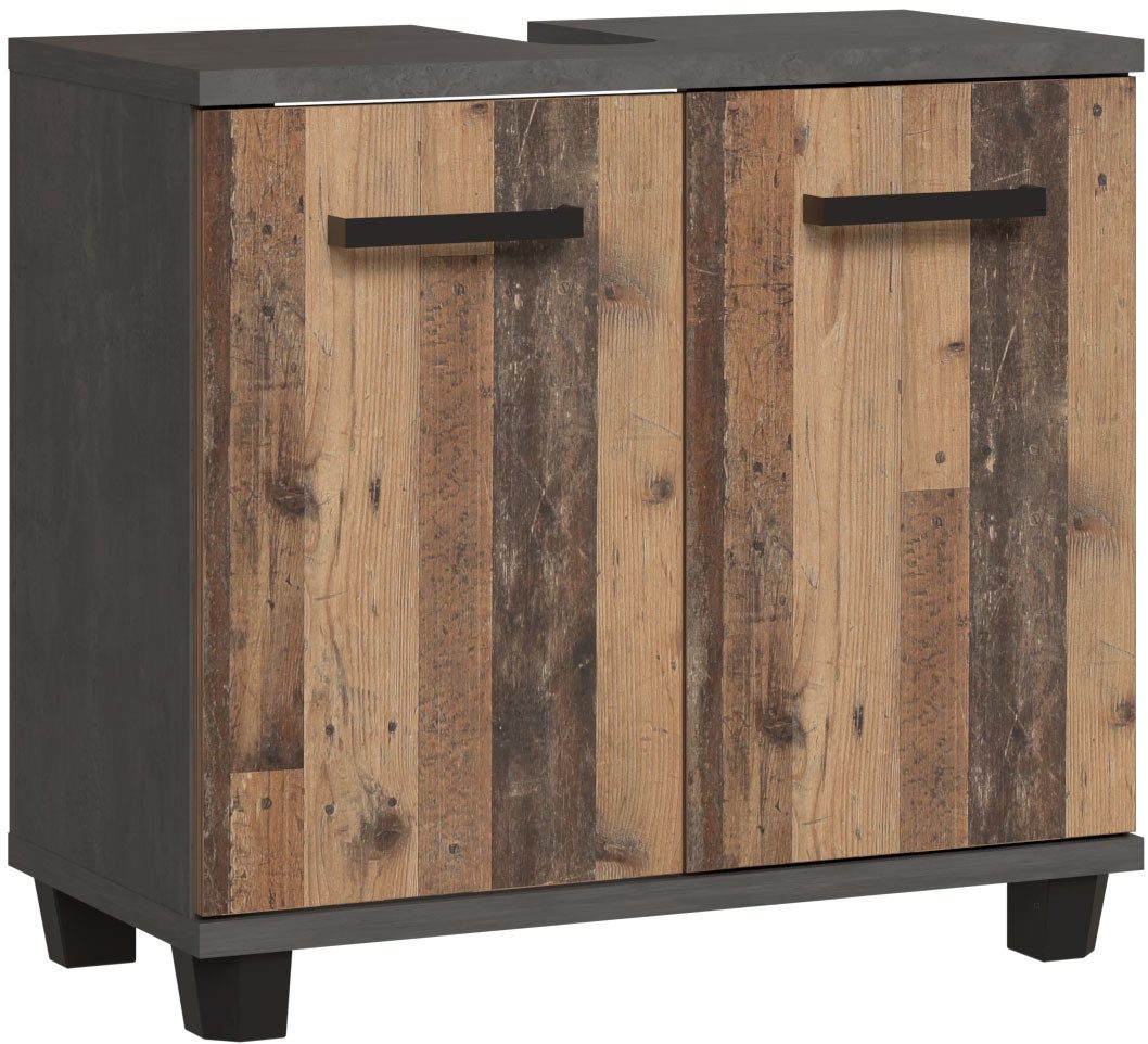 Waschbecken-Unterschrank 2-trg VERIS von Forte Beton dunkelgrau / Old-Wood günstig online kaufen