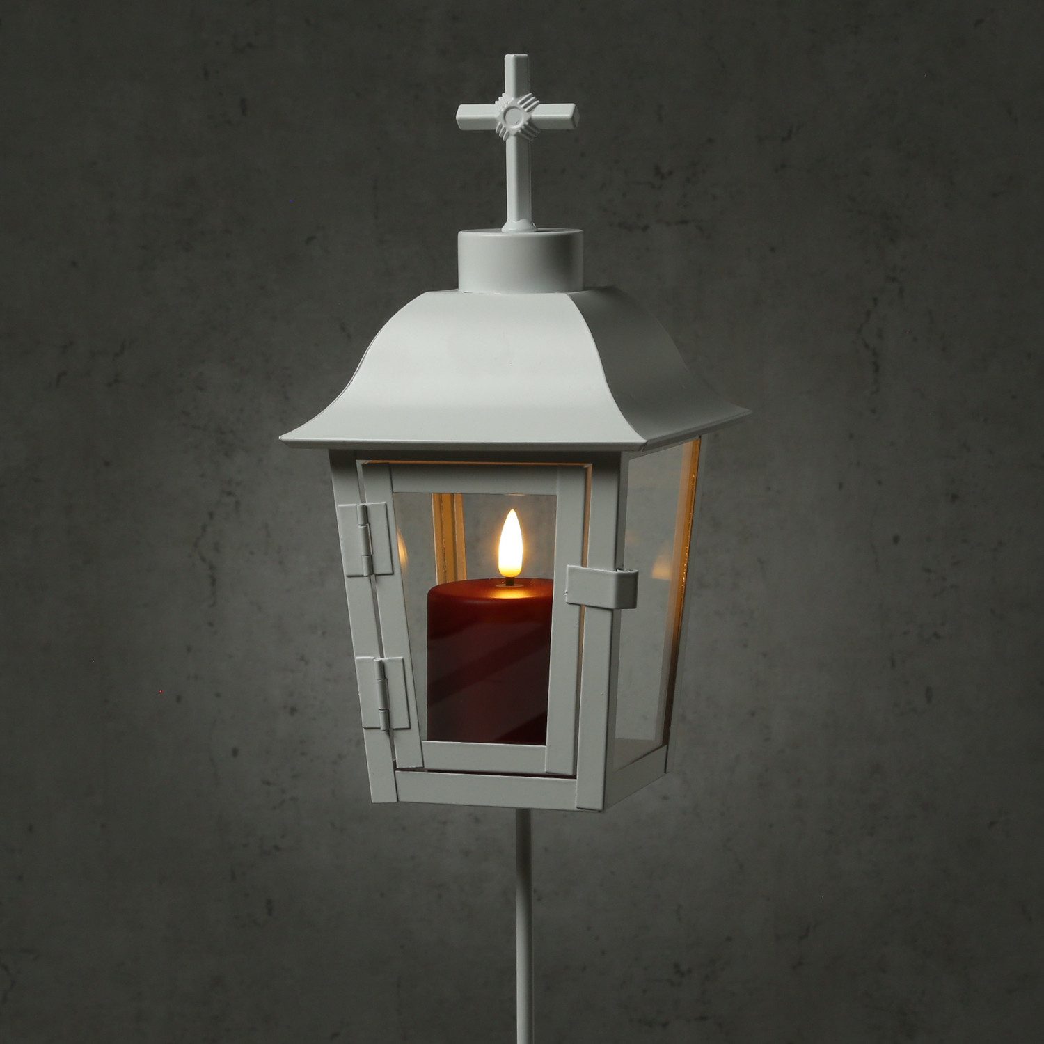 MARELIDA LED Laterne Grablaterne mit Mini LED Kerze Grablicht wechselbare Spitzen Grablampe, LED Classic, warmweiß (2100K bis 3000K)