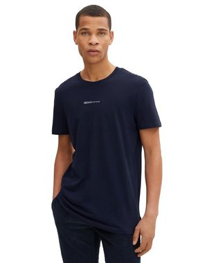 TOM TAILOR T-Shirt Basic Logo Print T-Shirt Rundhals 2x Stück Set Kurzarm (2-tlg) 5554 in Weiß-Dunkelblau