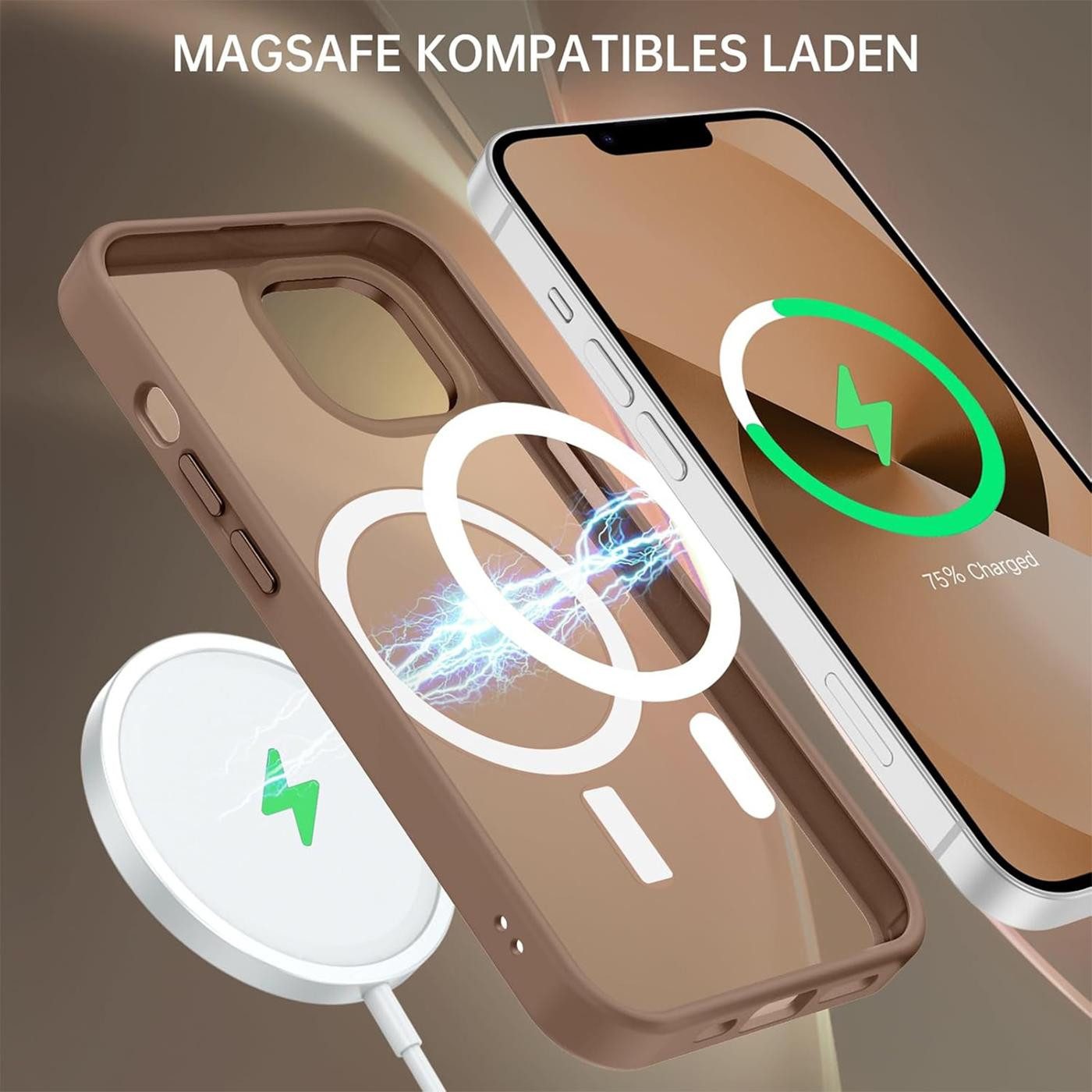 CoolGadget Handyhülle Magnet Hülle für iPhone 14 Schutzhülle mit Metall Kamerarahmen 6,1 Zoll, magnetisches Schutzcase Matt Stoßfest kompatibel mit Magsafe Zube – Bild 4 von 5