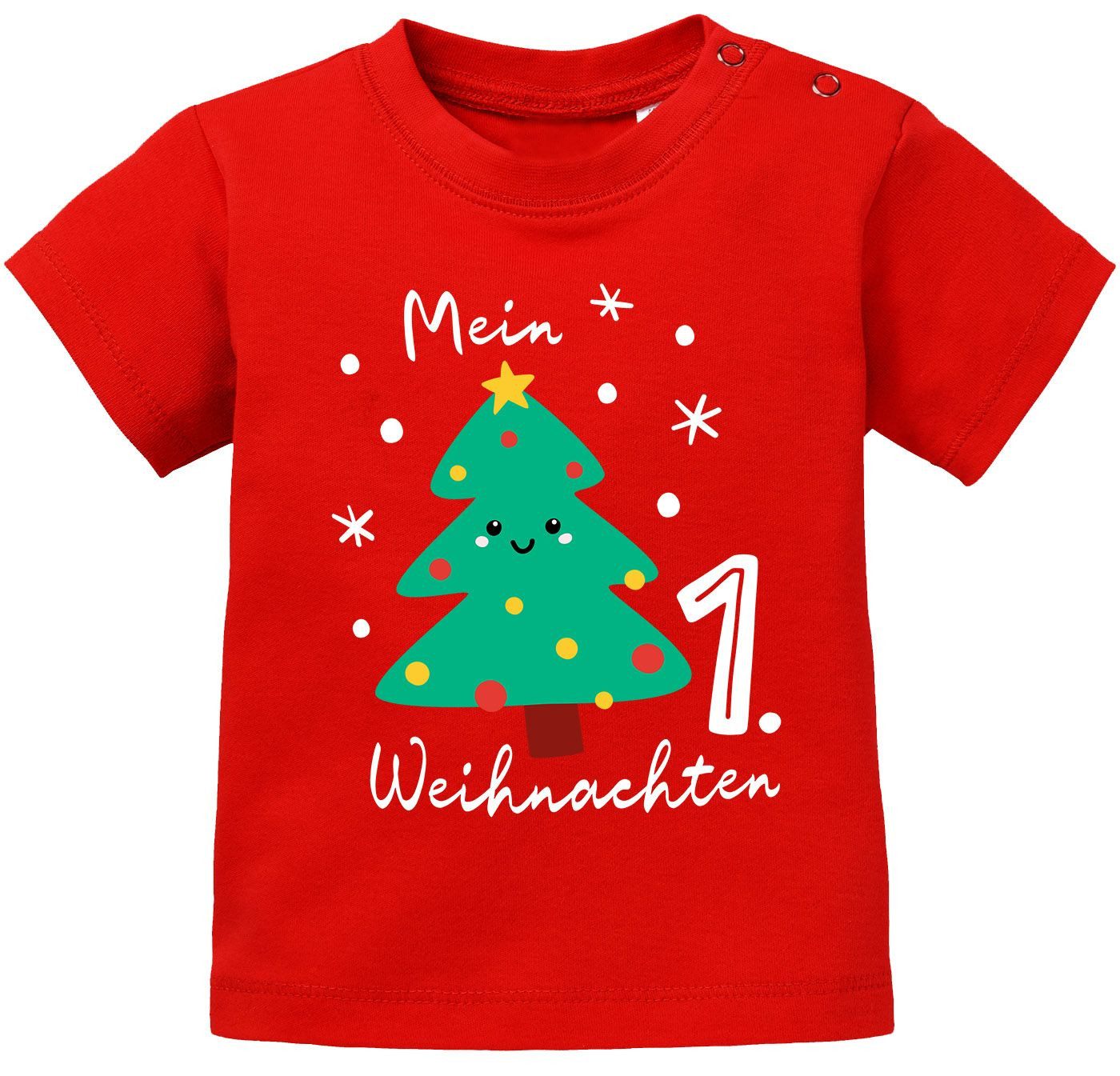 Print-Shirt Baby Shirt kurzarm erstes Weihnachten Design Tannenbaum
