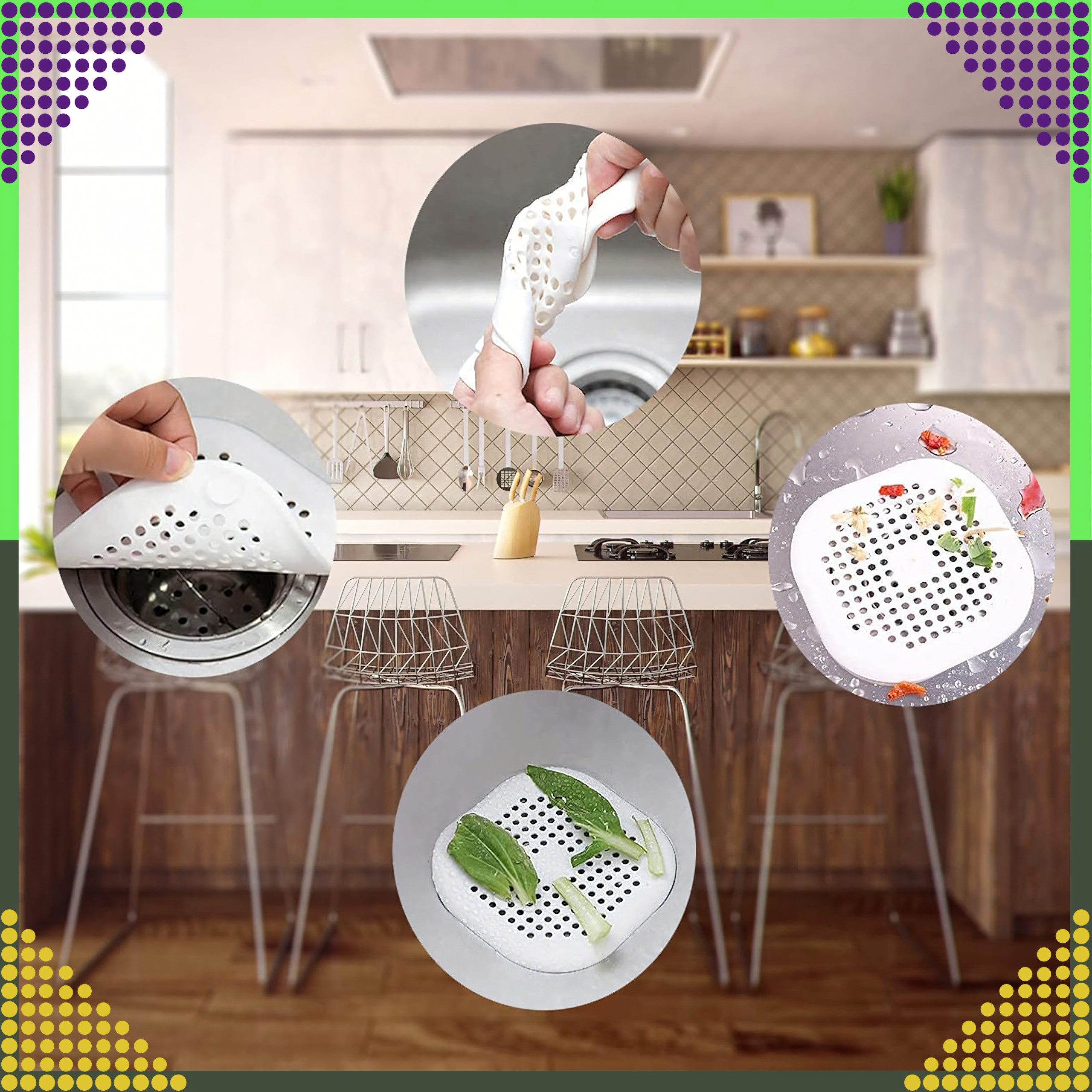 Realb2b Abflusssieb Silikon Abflusssieb Waschbecken Badewanne Dusche Haarfänger, Silikon, (Universal Abflussschutz-Sieb aus Silikon, flexibel & hygienisch, 1 St – Bild 3 von 5