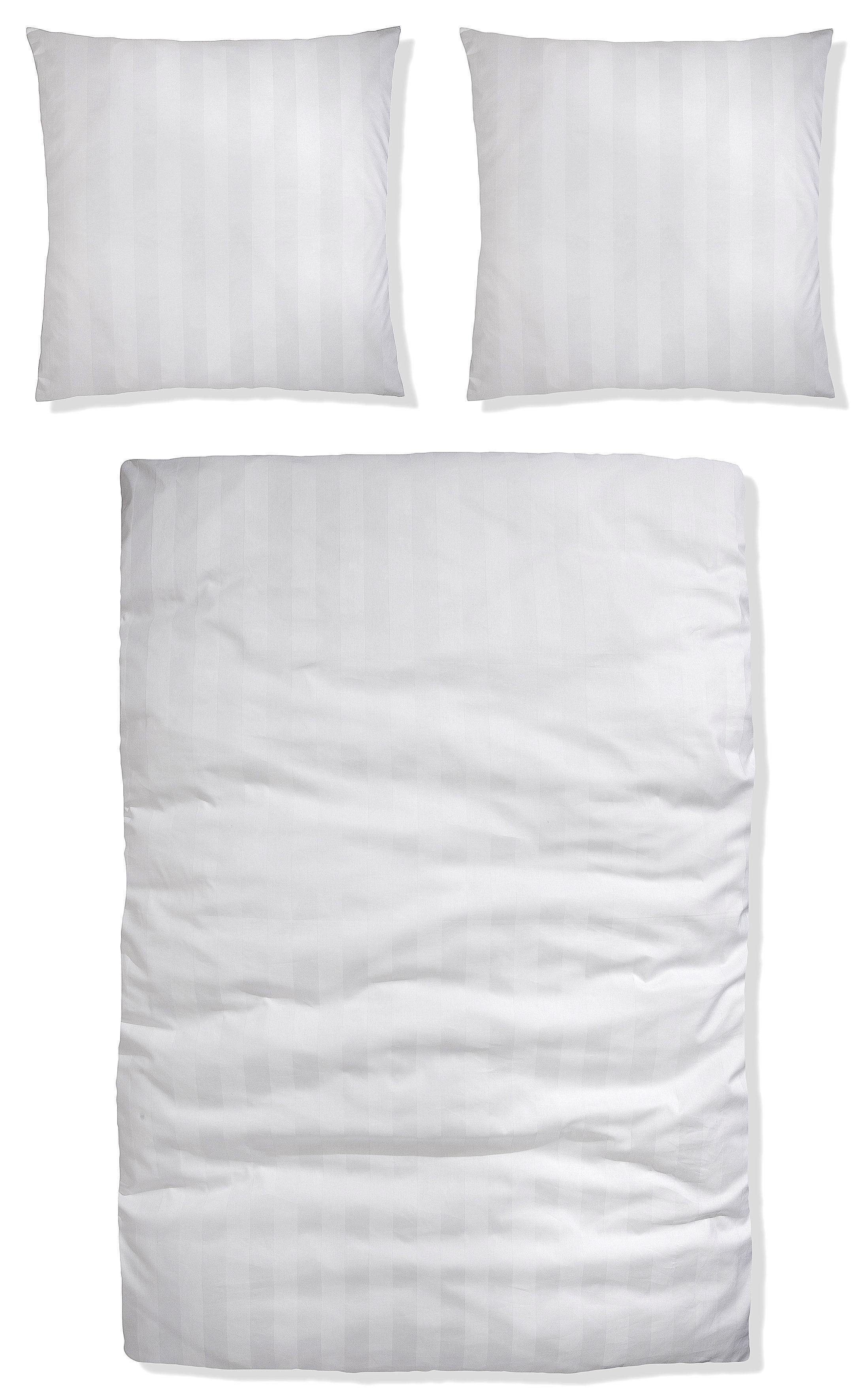 Satin, Bettwäsche in Bettwäsche zeitlose Gr. cm, Satin-Qualität 155x220 2 135x200 oder in Malia weiß Baumwolle, aus teilig, Bettwäsche Leonique,