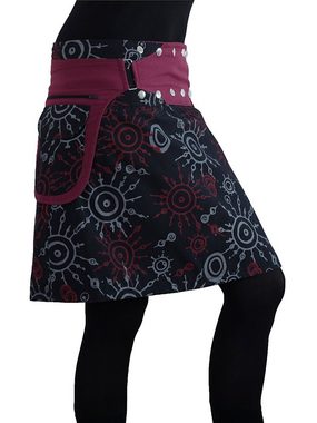 PUREWONDER Wickelrock Damen Rock mit auffälligem Muster und Tasche sk174 Baumwolle Einheitsgröße