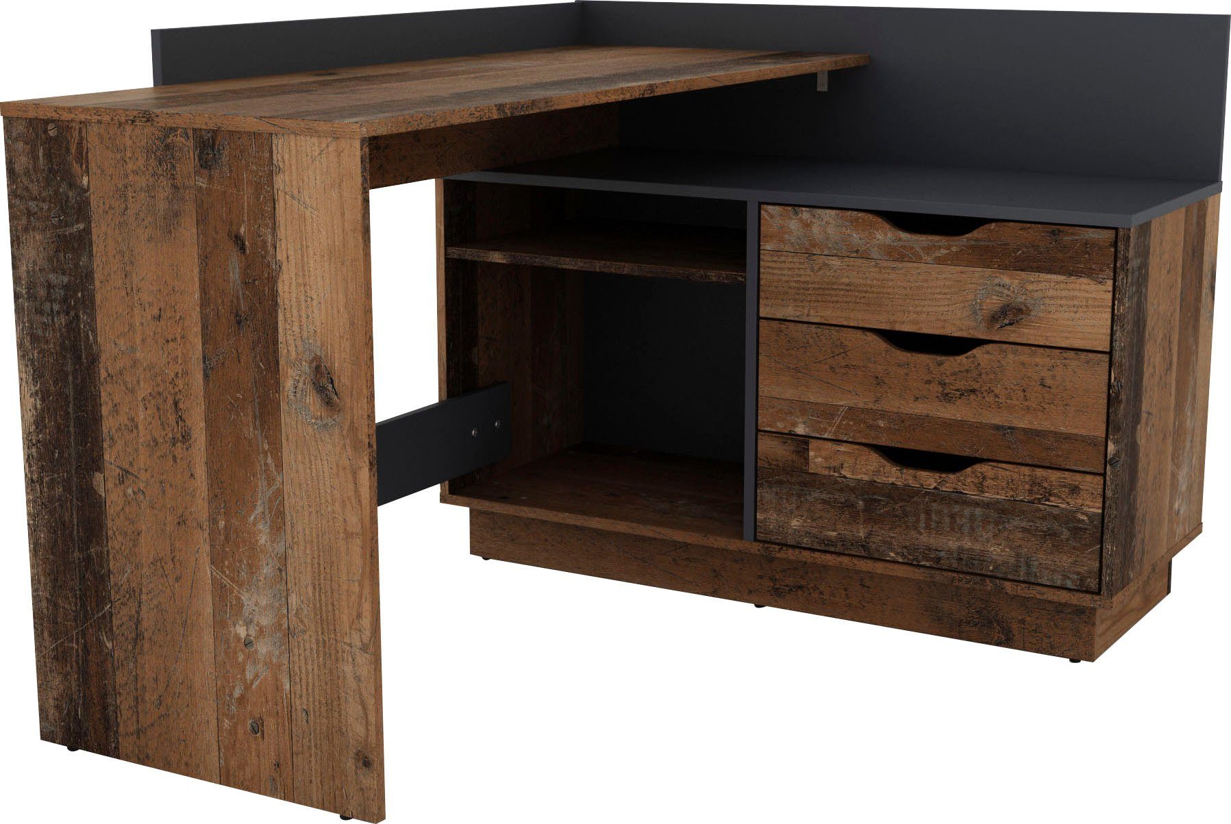OTTO home Eckschreibtisch Bexley, mit viel Stauraum, Breite 129 cm, rechts oder links montierbar – Bild 4 von 5