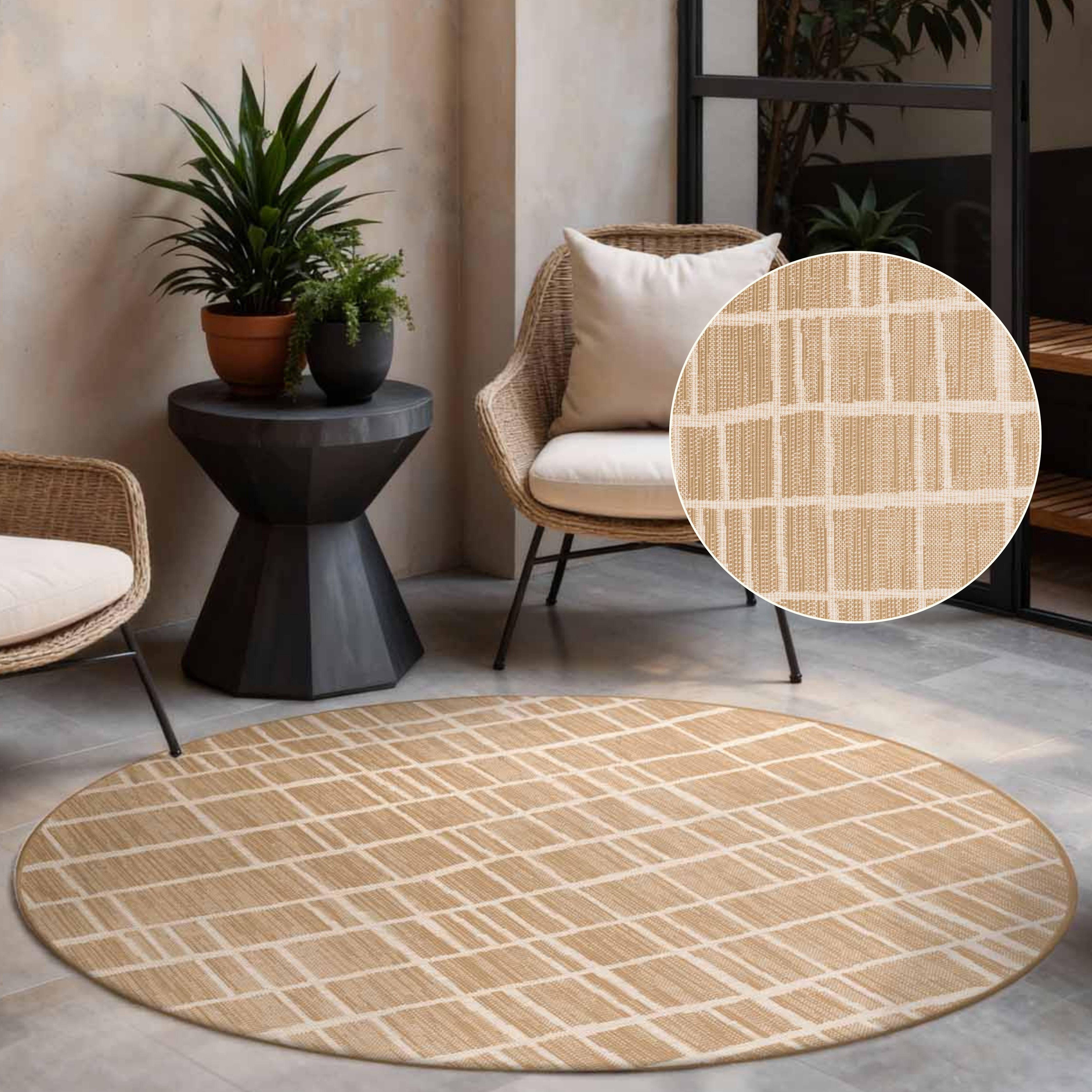 Ted Baker Teppich Crouch, Wendeteppich, rund, Höhe: 8 mm, Designteppich, Wetterfest, Pflegeleicht, Modern, Wohnzimmer, Terrasse