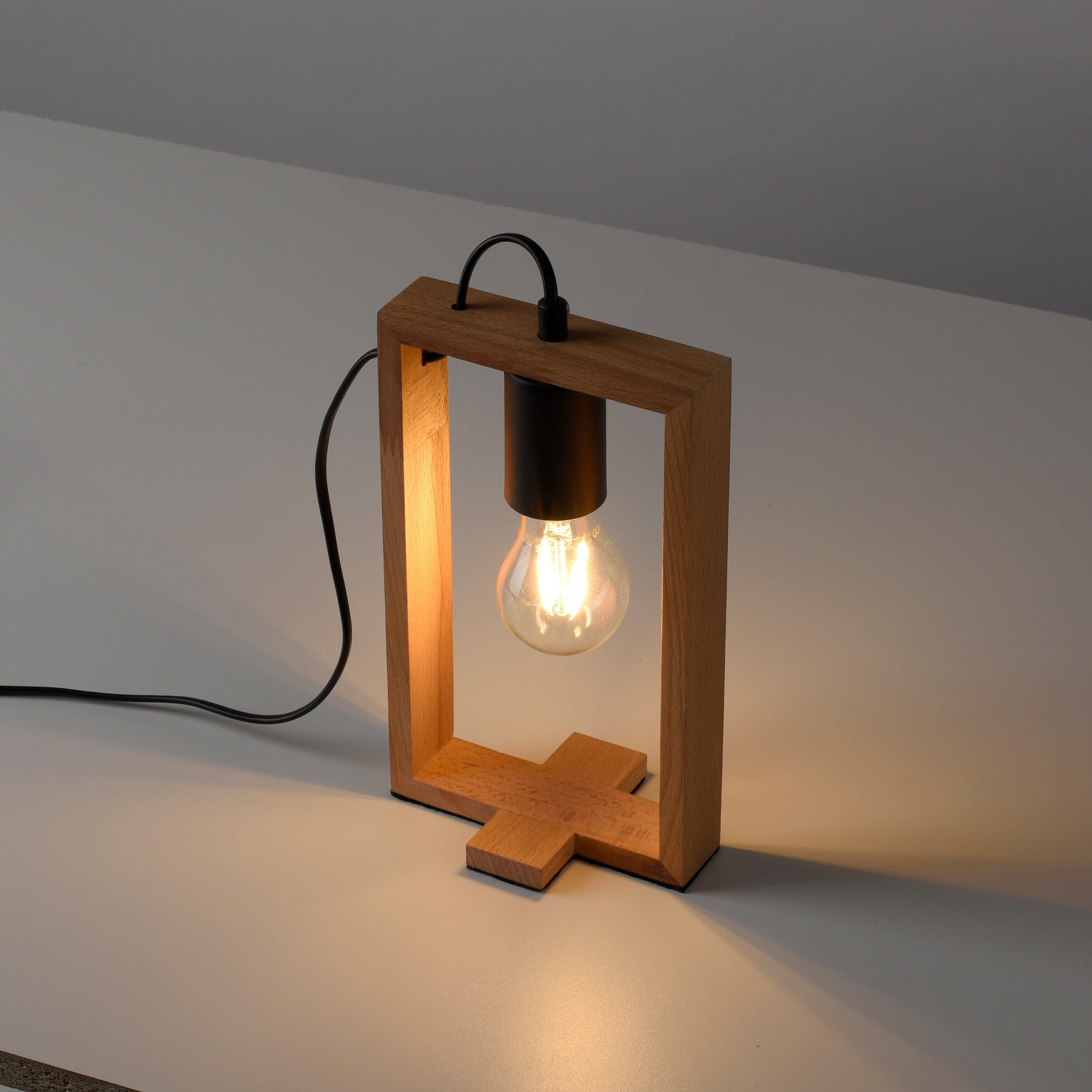 Home affaire Tischleuchte Tischlampe E27 Holz (Akazienholz), Leuchtmittel, ohne Leuchtmittel Ein-/Ausschalter, geeignet für Nohen, aus