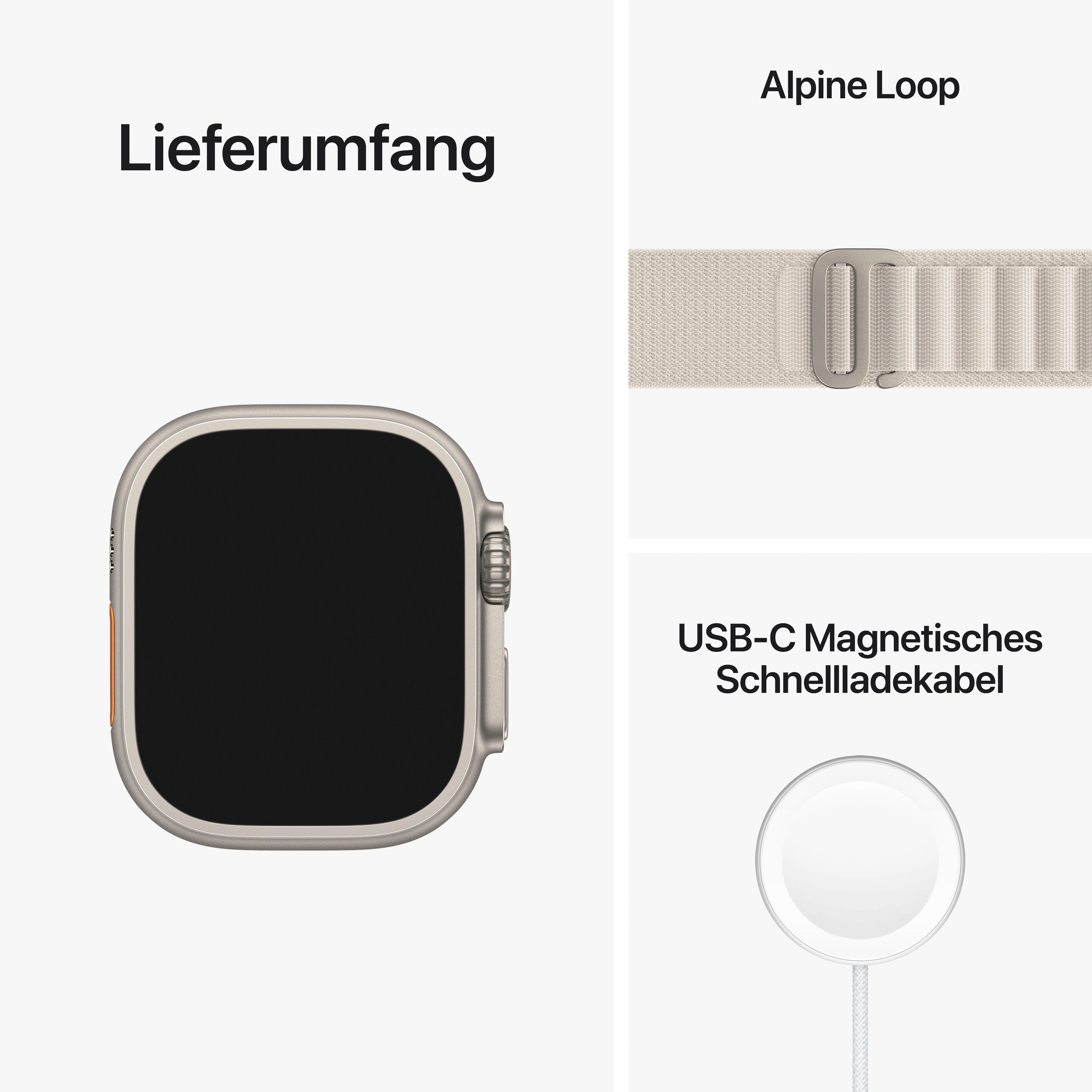 Apple Watch Ultra GPS + Cellular Anforderungen für Alpine Watch, Medium Gemacht 49mm M extreme Starlight Alpine
