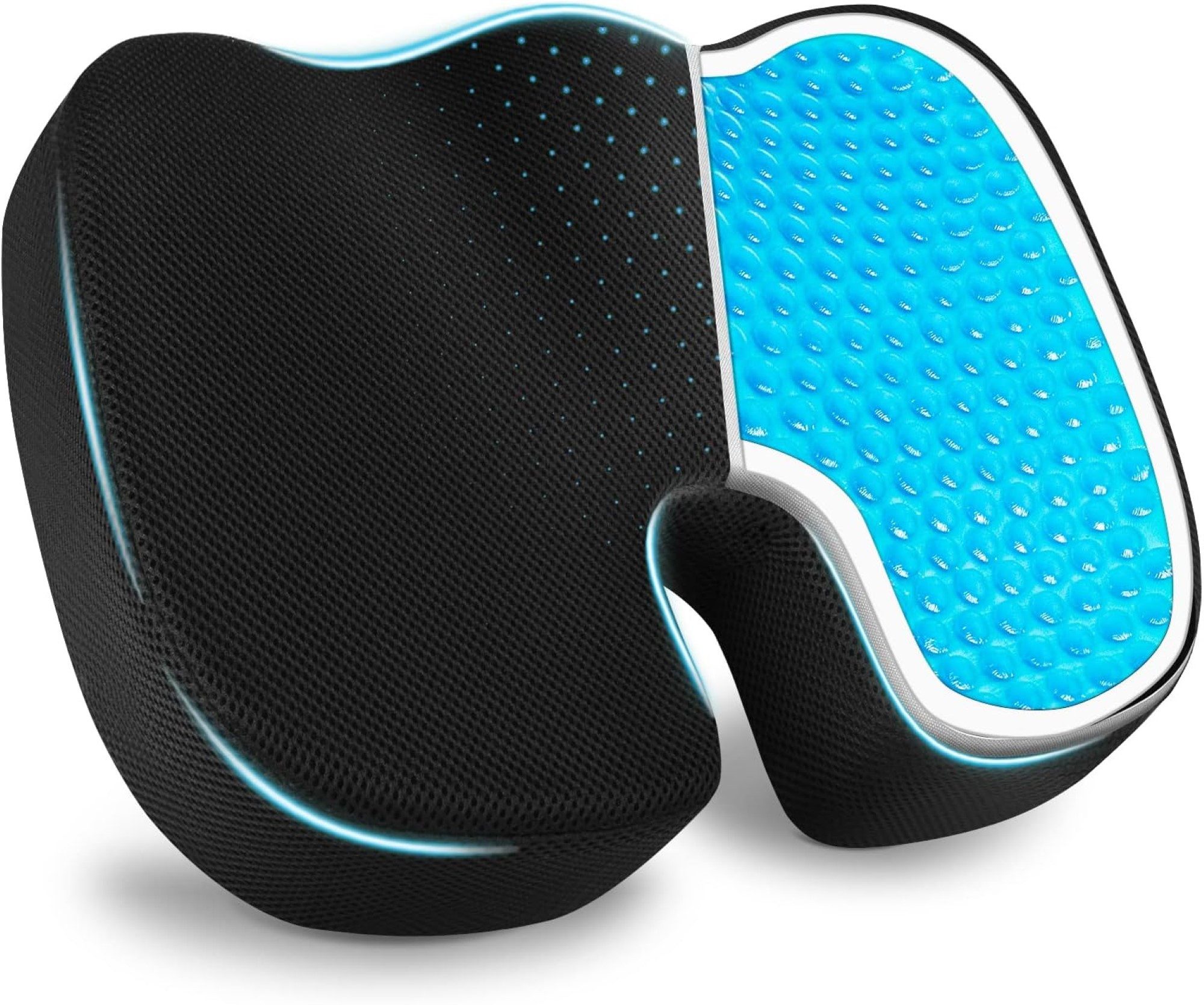 Arova Sitzkissen Steißbein Sitzkissen Orthopädisches Gel-Sitzkissen Auto Büro Zuhause, Maßgeschneiderte Unterstützung, atmungsaktiver Bezug