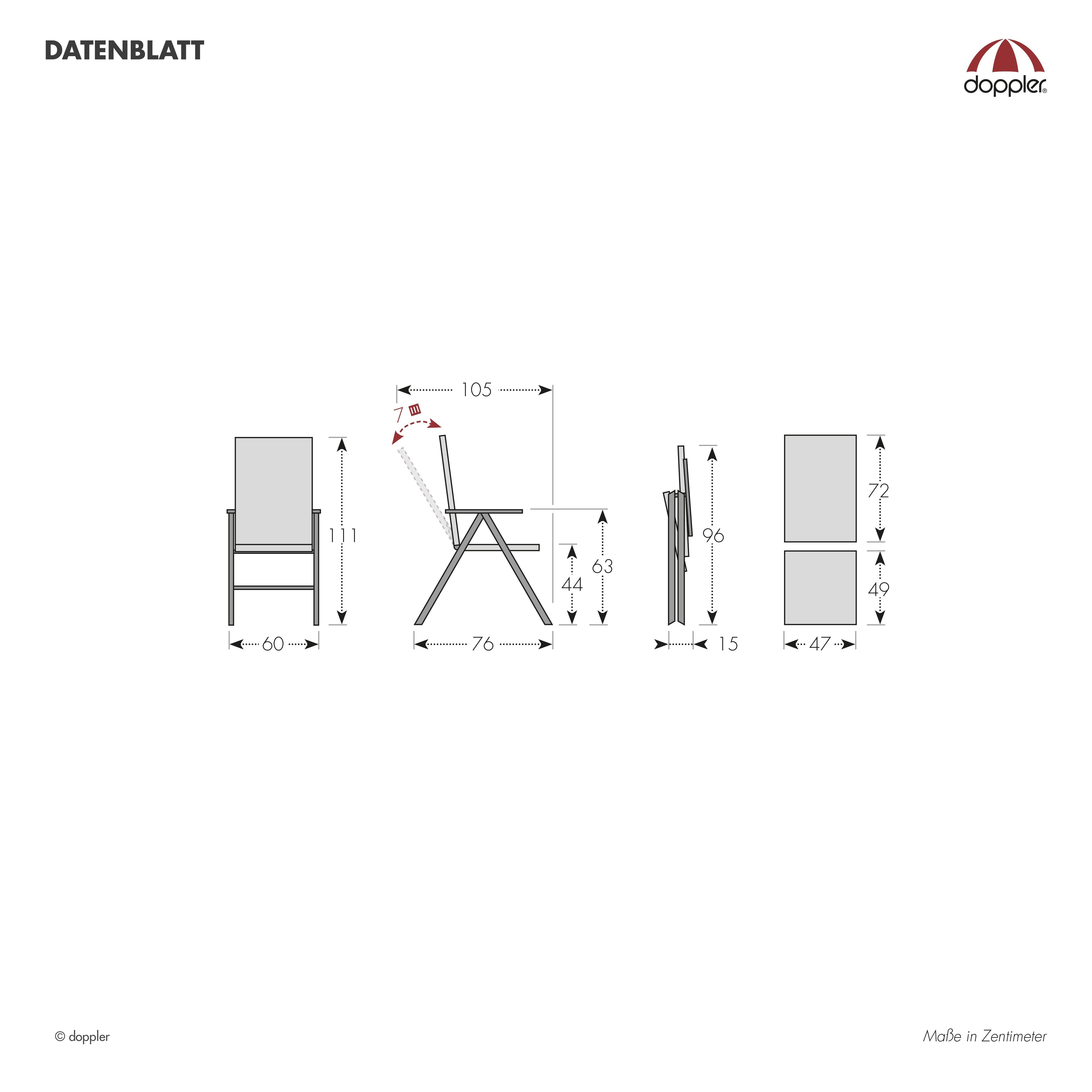 doppler® Gartenstuhl DOPPLER Expert Multipositionssessel schwarz Alu Wood 266EH011020