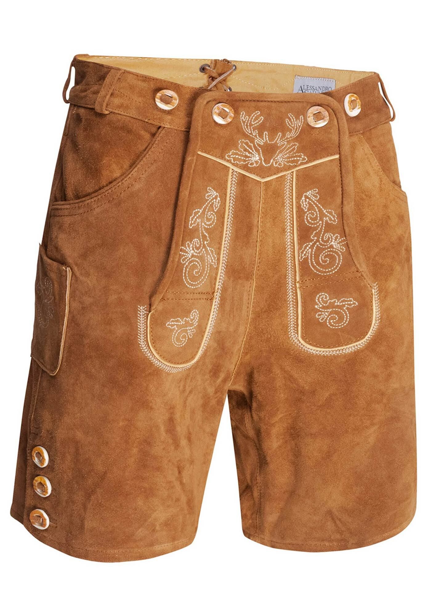 Alessandro Salvarini Trachtenlederhose ASLederiio Aus echtem Leder inkl. Träger
