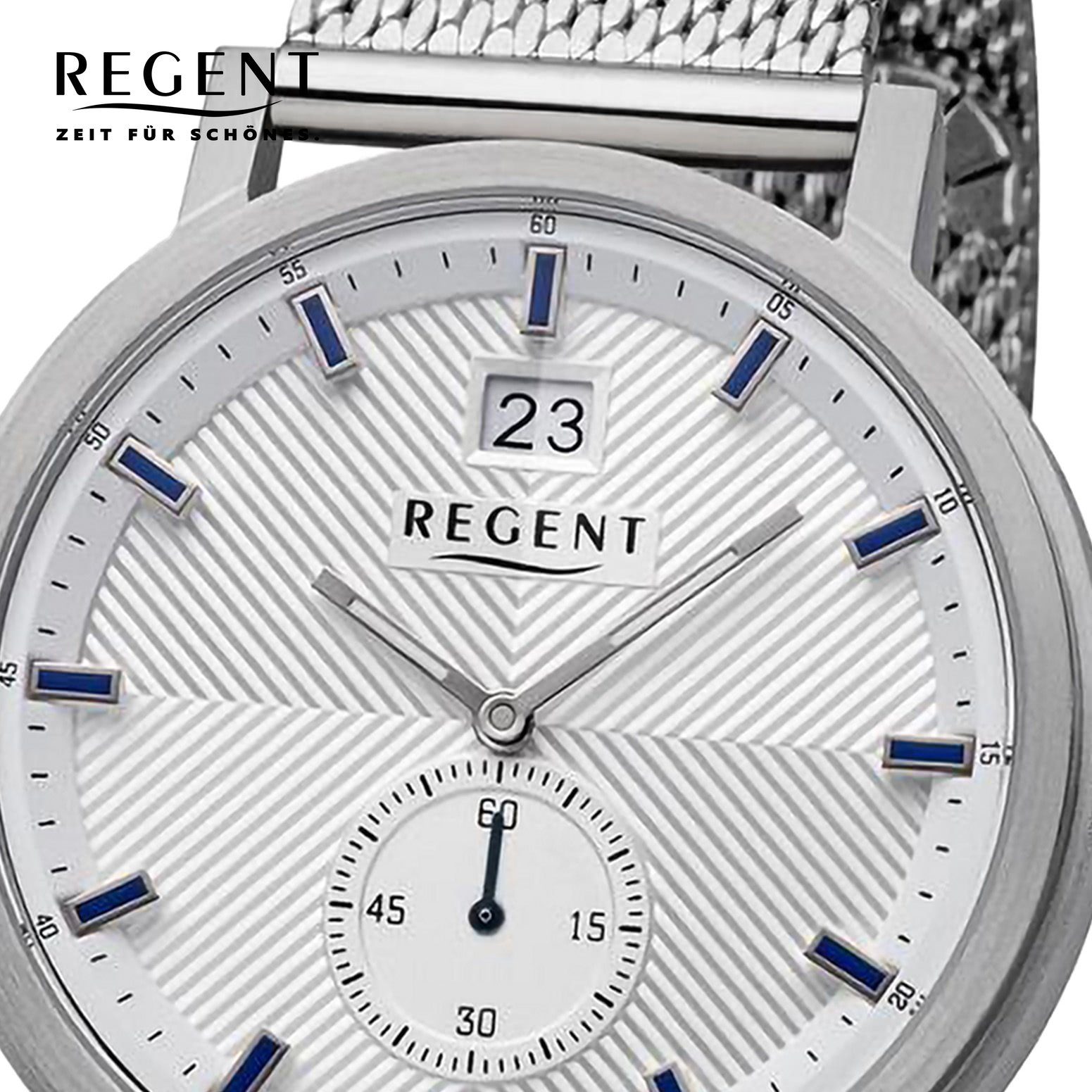 Armbanduhr Herren Armbanduhr rund, Analog, 39mm), Quarzuhr extra groß Regent Metallarmband (ca. Herren Regent