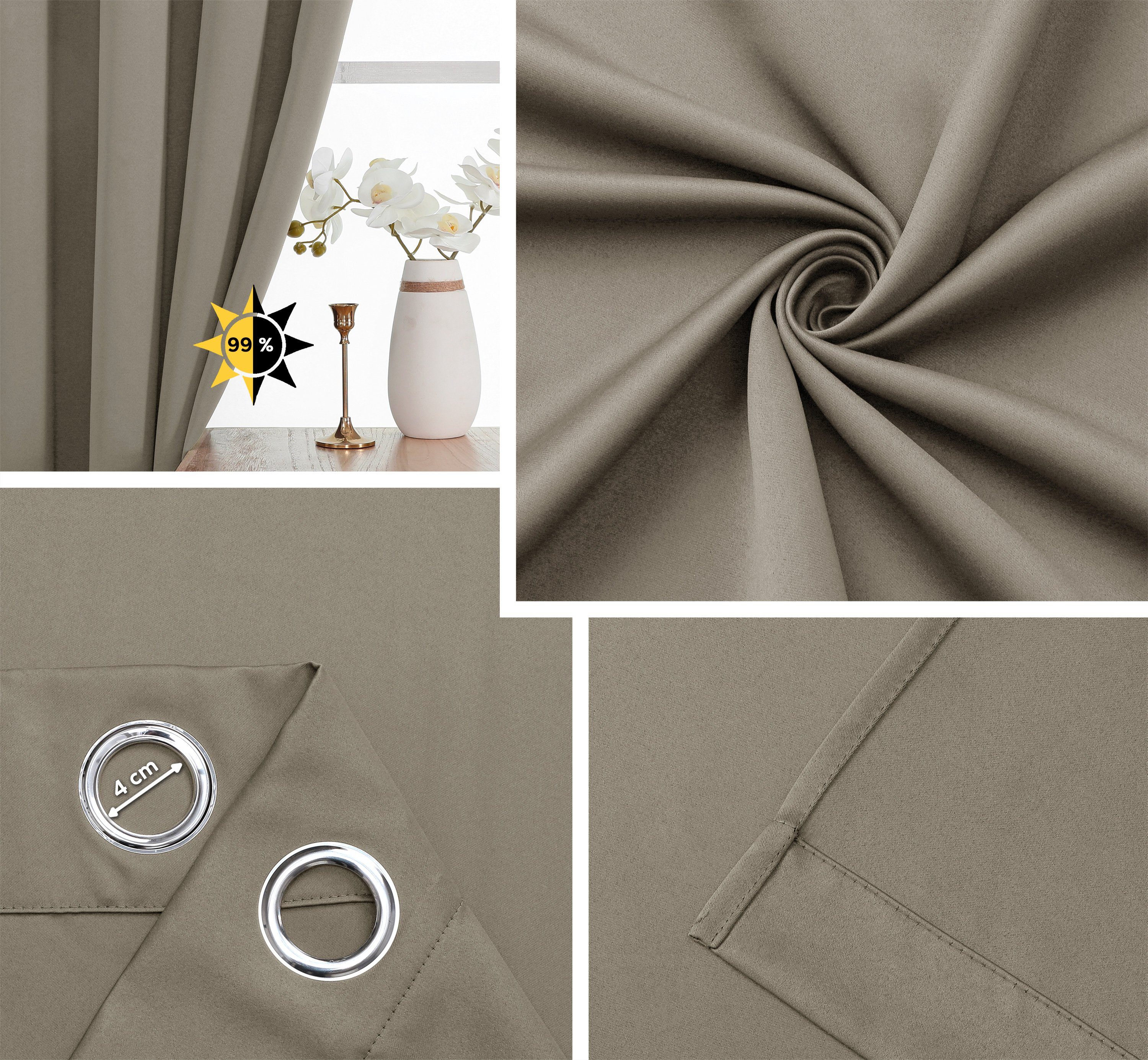 Beautex Verdunkelungsvorhang Verdunkelungsgardine Ösen Vorhang blickdicht abdunkelnd (1 St), Ösen, verdunkelnd