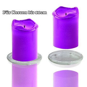 BigDean Kerzenhalter Kerzenteller 12,5 cm Kerzenuntersetzer Glas Untersetzer mit Füßchen (1 St)