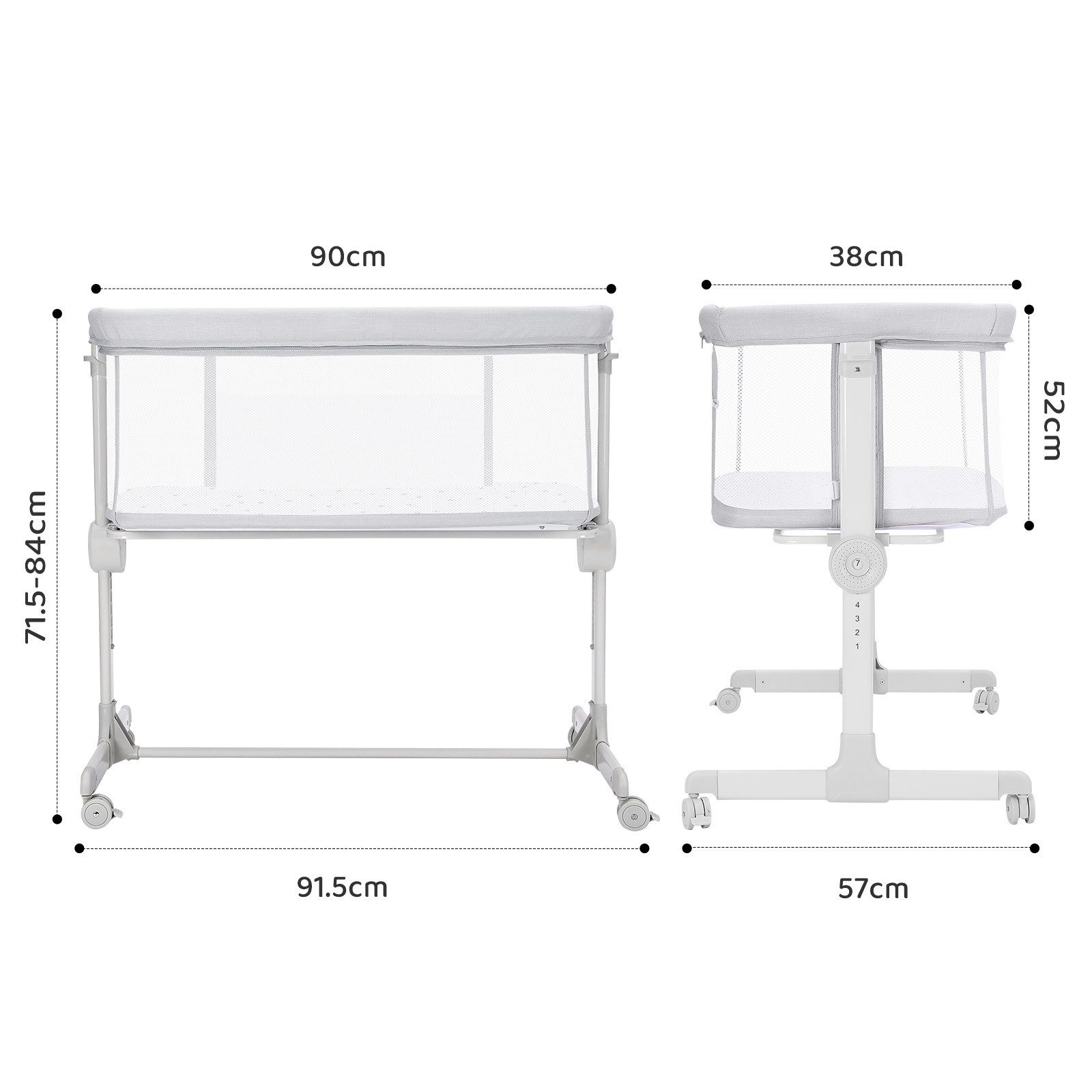 OUNUO Beistellbett Tragbar Babybett mit Matratze reisebett von Neugeboren bis 9 kg