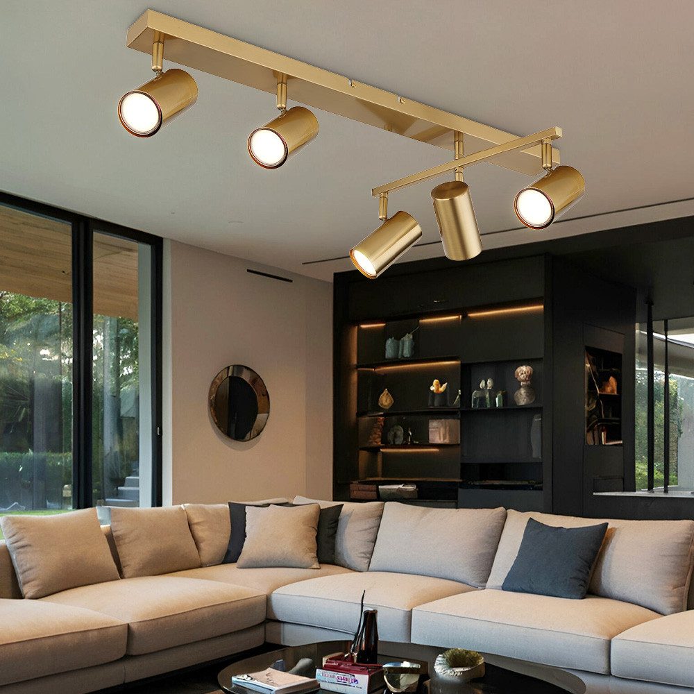 GLOBO LIGHTING Deckenleuchte, Leuchtmittel nicht inklusive, Deckenleuchte Spotleuchte Deckenlampe Metall Gold Dreh-Schwenkbar