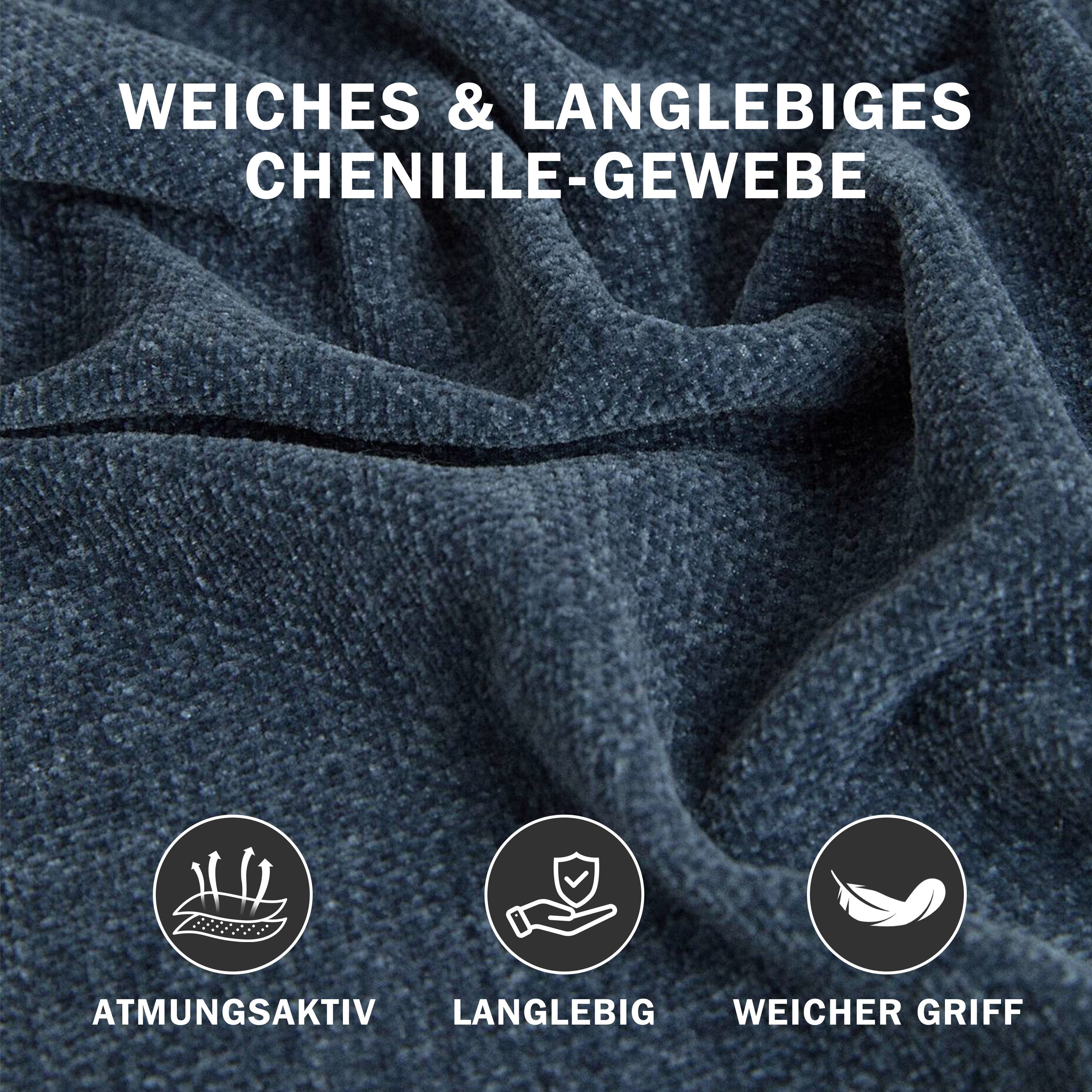 Vipbear Loungesessel Chenille-Sessel mit Massivholzrahmen, 150kg Belastbar (1-St), 82x81x88cm, blau – Bild 4 von 5