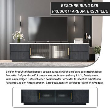 REDOM Lowboard TV-Schrank (Mit vier Schubladen und Schwebetüren aus Glas), mit Push-to-Open Funktion, Breite 160 cm