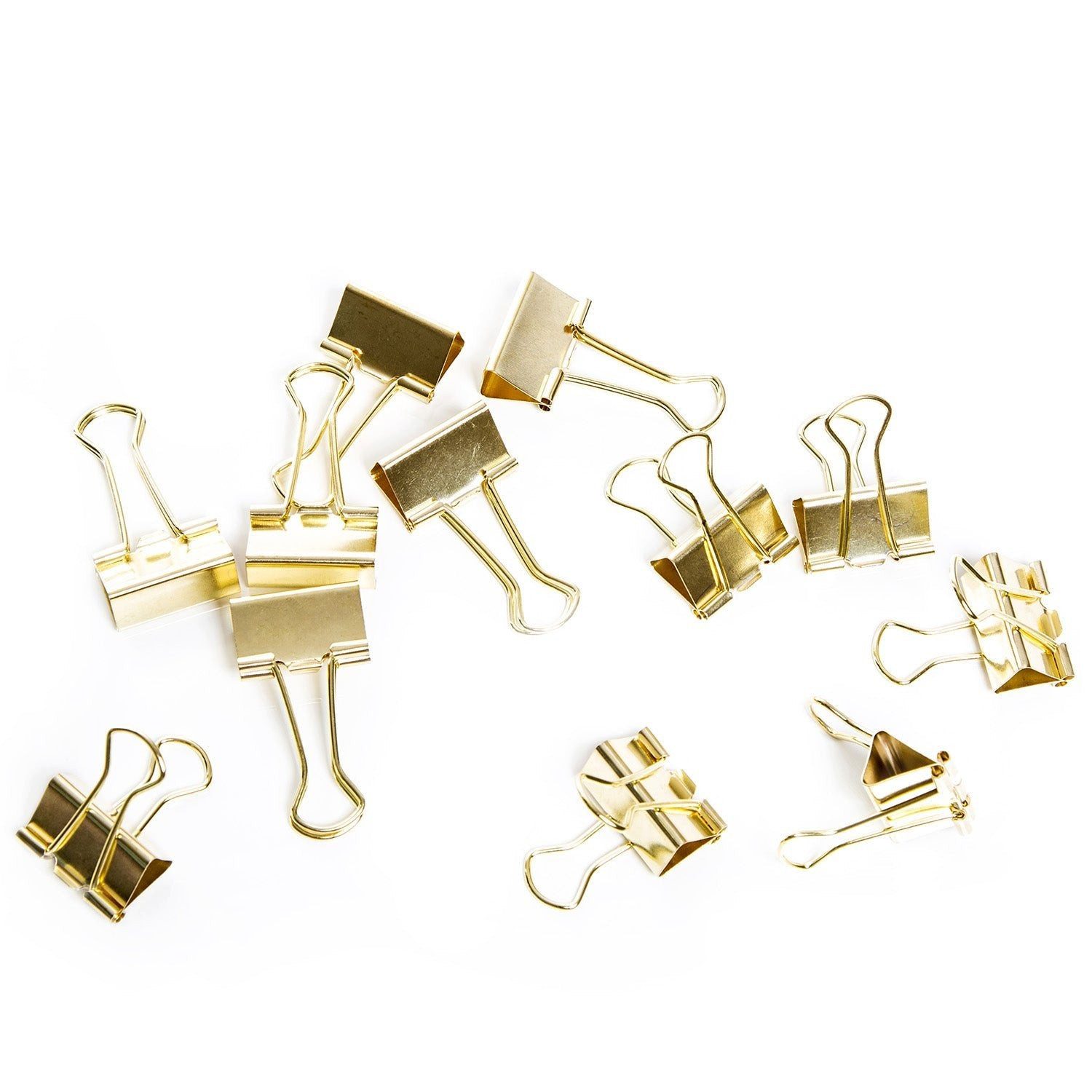 Logbuch-Verlag Dekofigur 12 Metallklammern gold 2,5 cm - kleine Foldback Klammern Dekoklammern