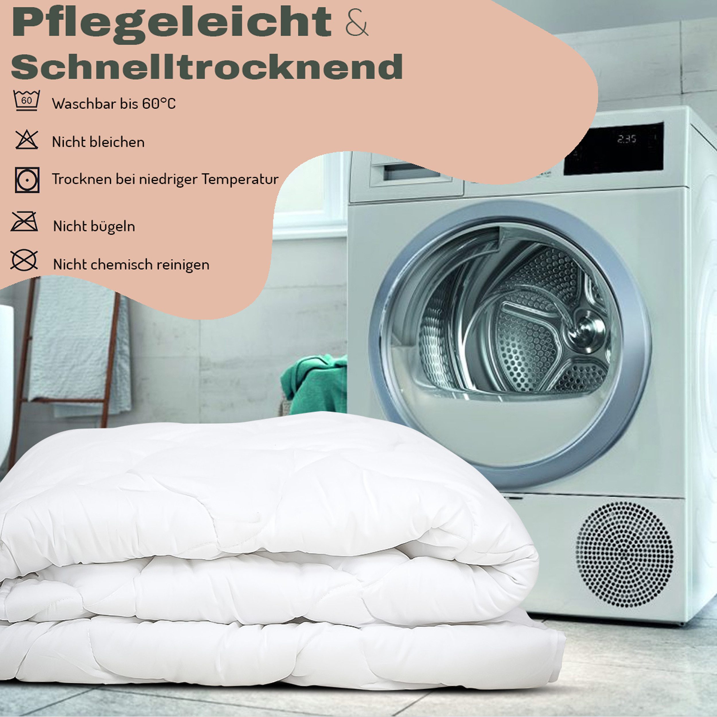 livessa Bettdecke + Kopfkissen Ideal für Ganzjahreszeiten mit 300 g/m² Füllung, Füllung: Hohlfaser, Bezug: Mikrofaser, Bettwaren SET weich und atmungsaktiv